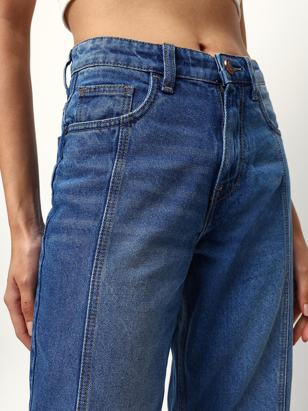 100% Cotton Textured Full Slouchy Fit Jeans
