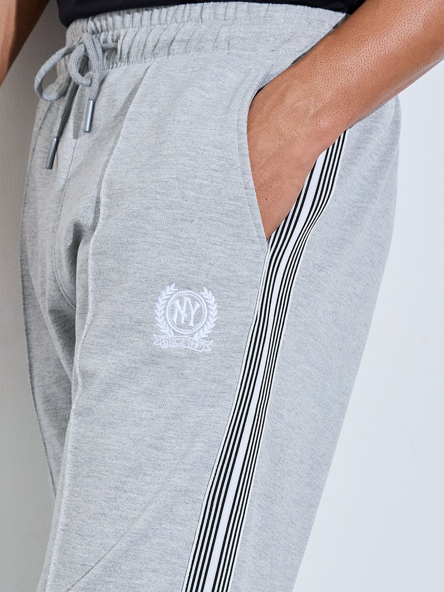 Grey Side Striped Pocket Details Oversized Jogger