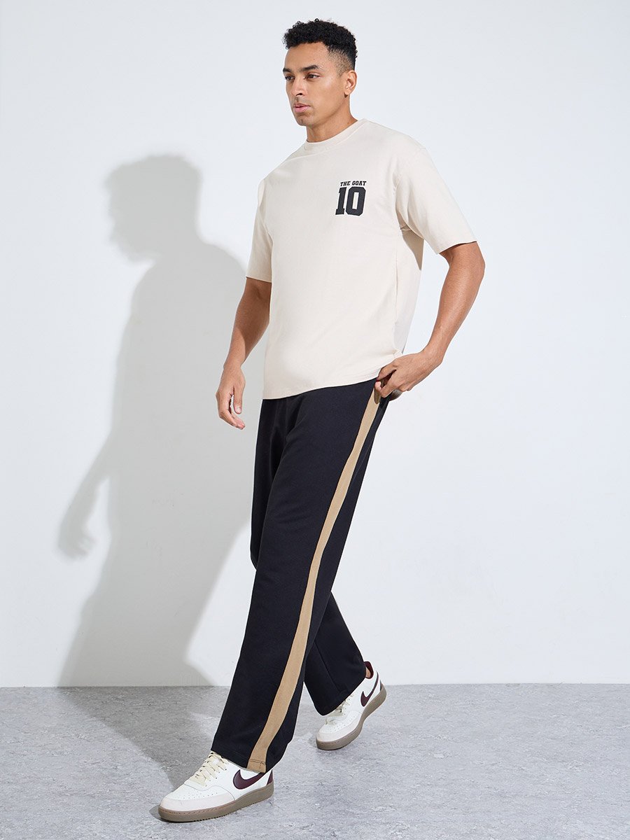 Black Side Striped Oversized Drawstring Joggers