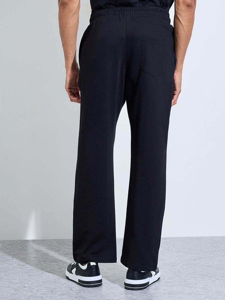 Men's Black Oversized Joggers with Badge Detail