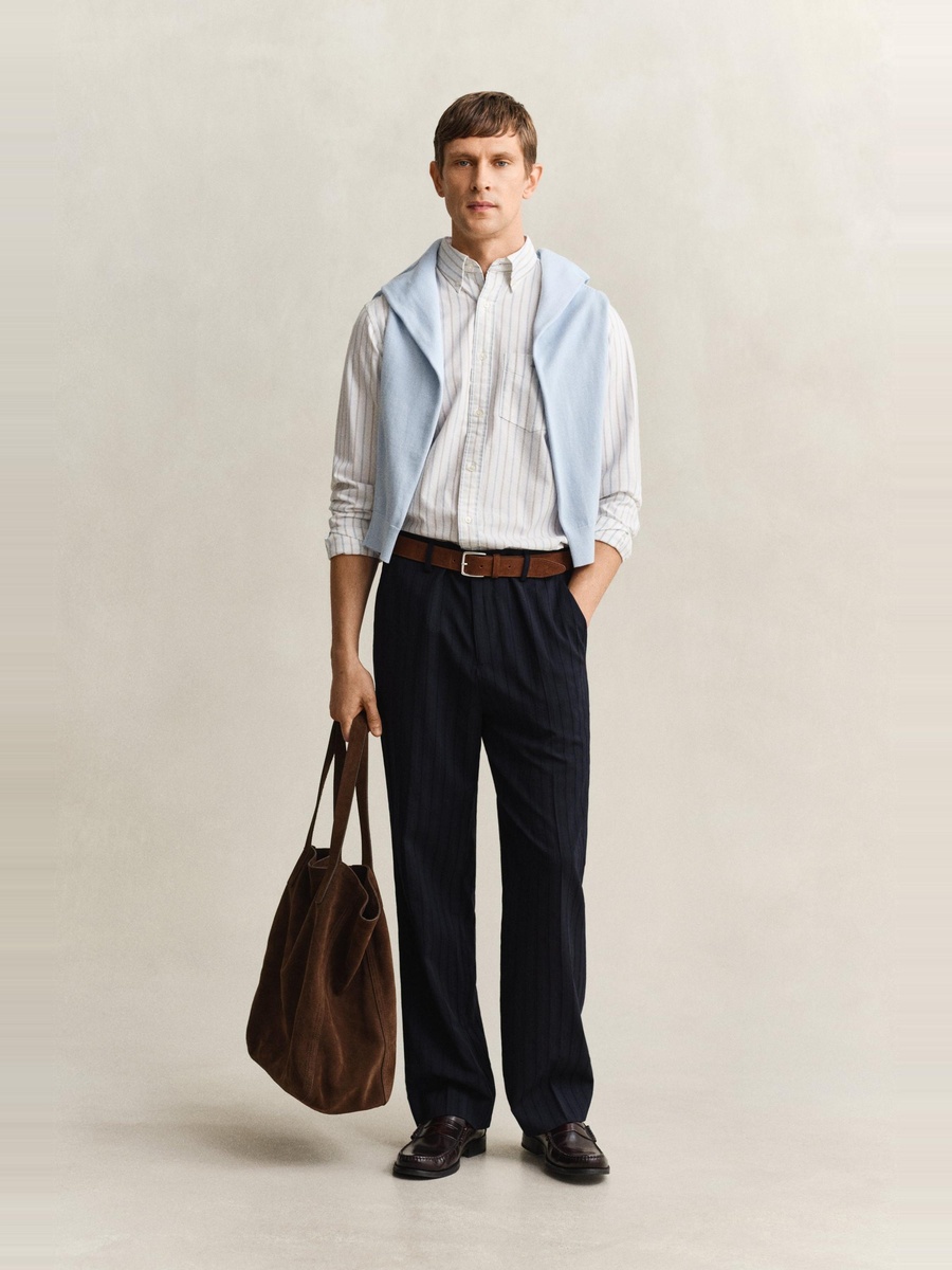 Men Regular Classic Oxford Stripe Shirt