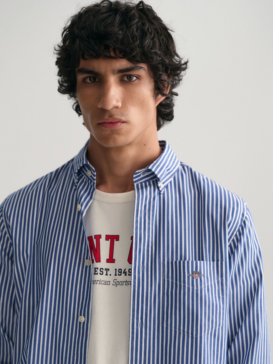 Men Poplin Stripe Shirt