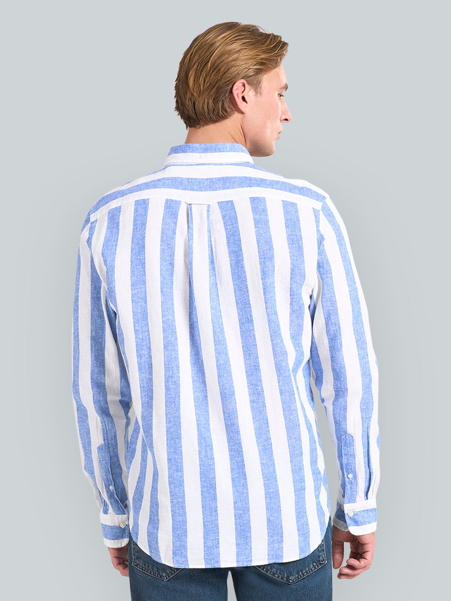 Men Bold Stripe Linen Shirt