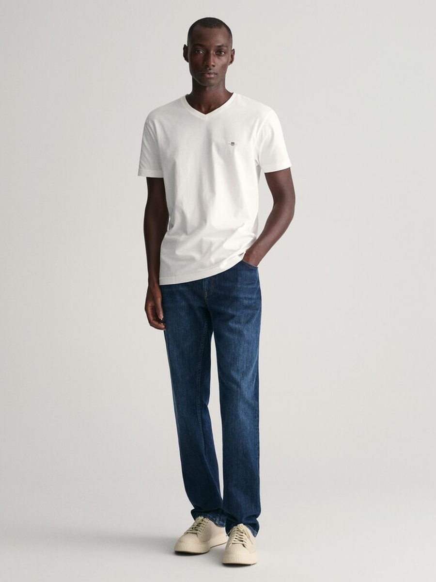 Men Slim V Neck Shield T-Shirt