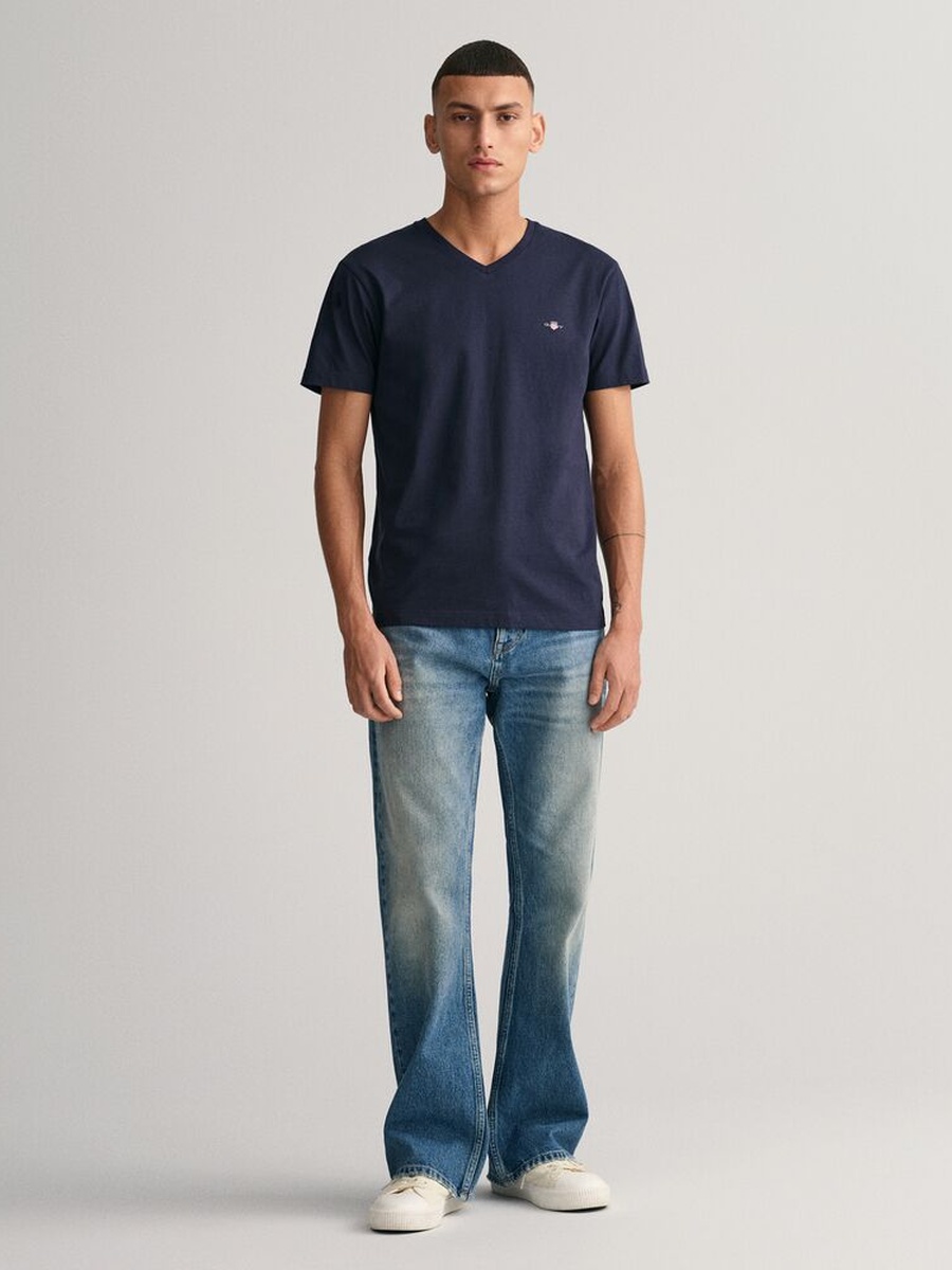 Men Slim V Neck Shield T-Shirt