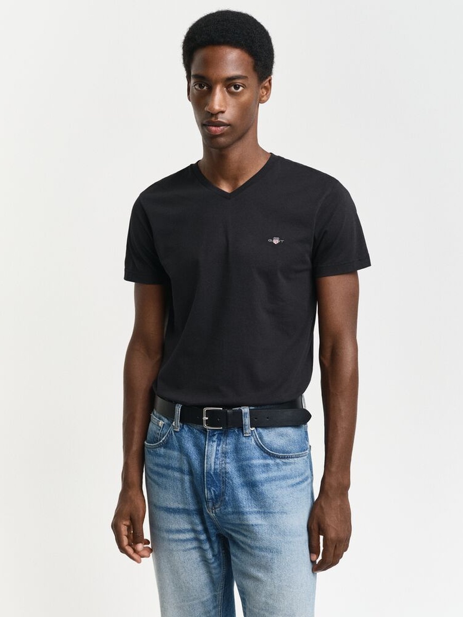 Men Slim V Neck Shield T-Shirt