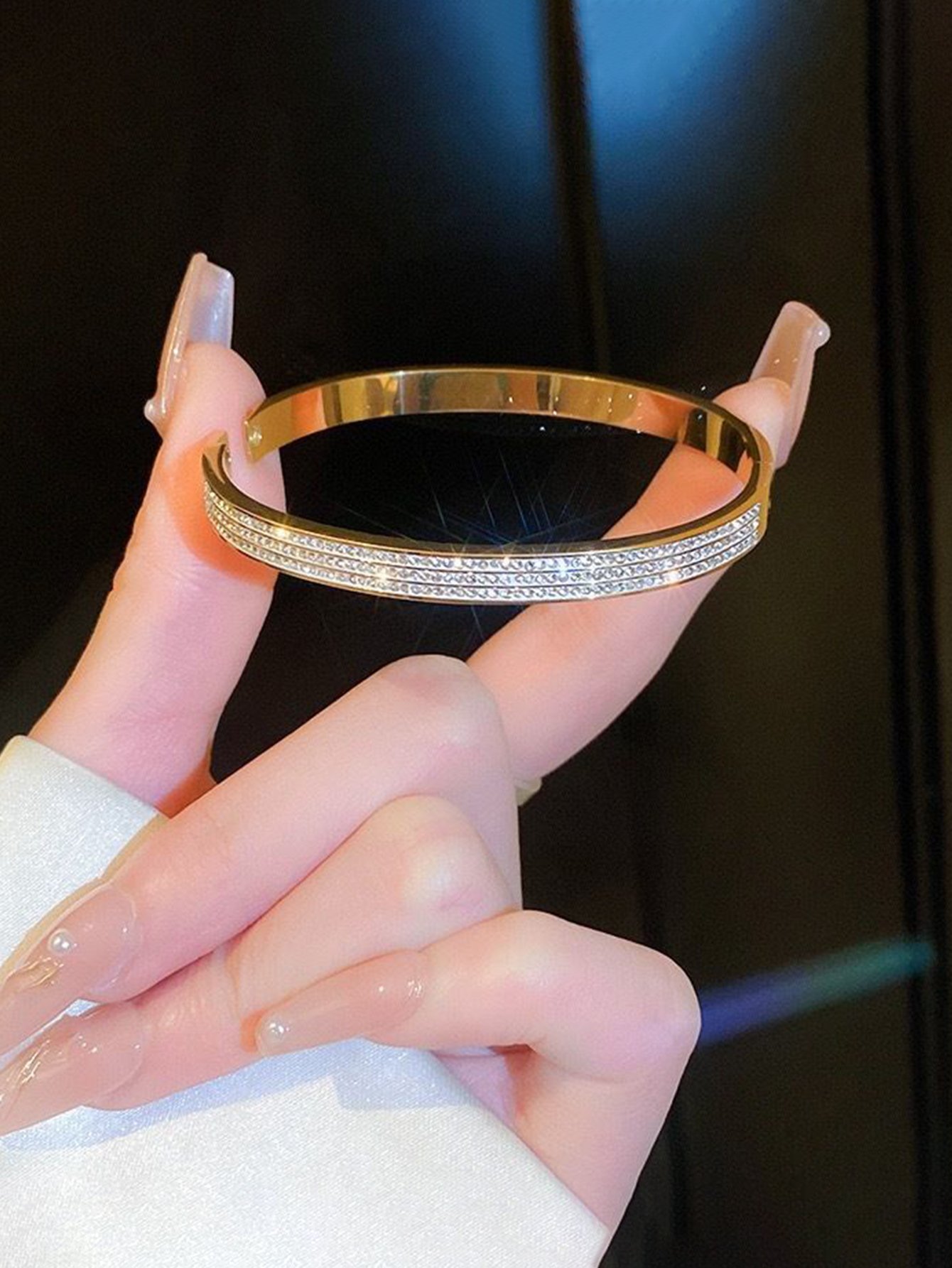 Gold Bangle with Crystal Accents