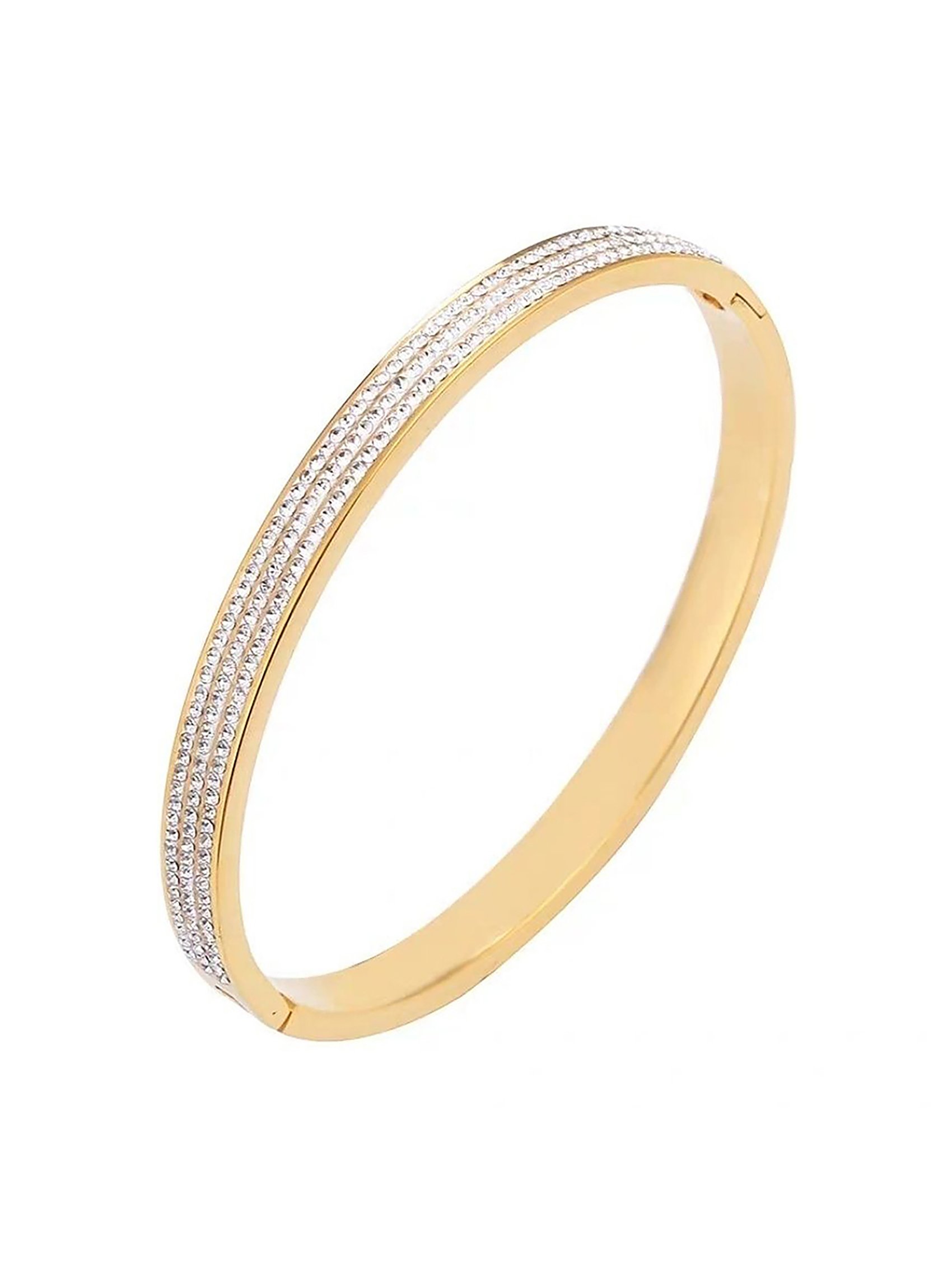 Gold Bangle with Crystal Accents