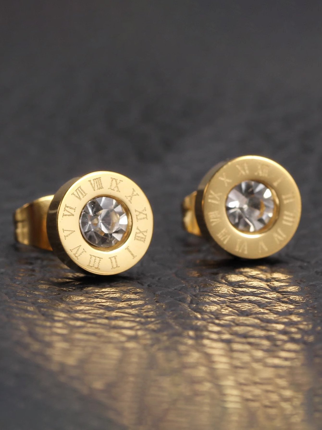 Roman Numeral Detail Stud Earrings