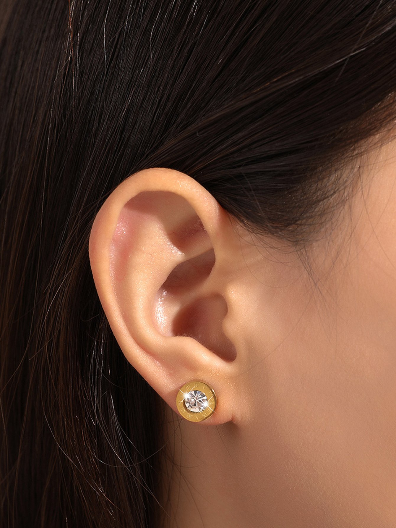 Roman Numeral Detail Stud Earrings