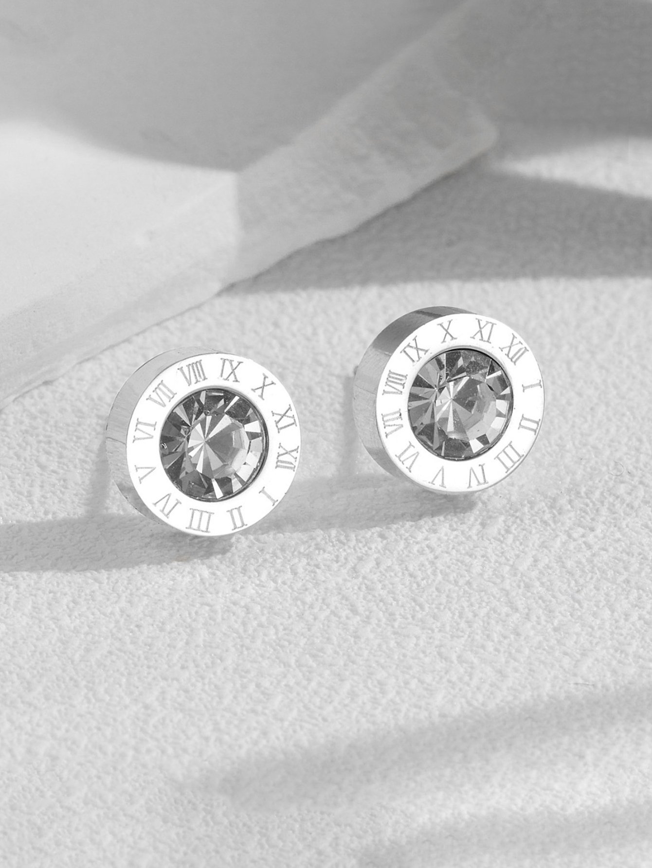 Roman Numeral Detail Stud Earrings