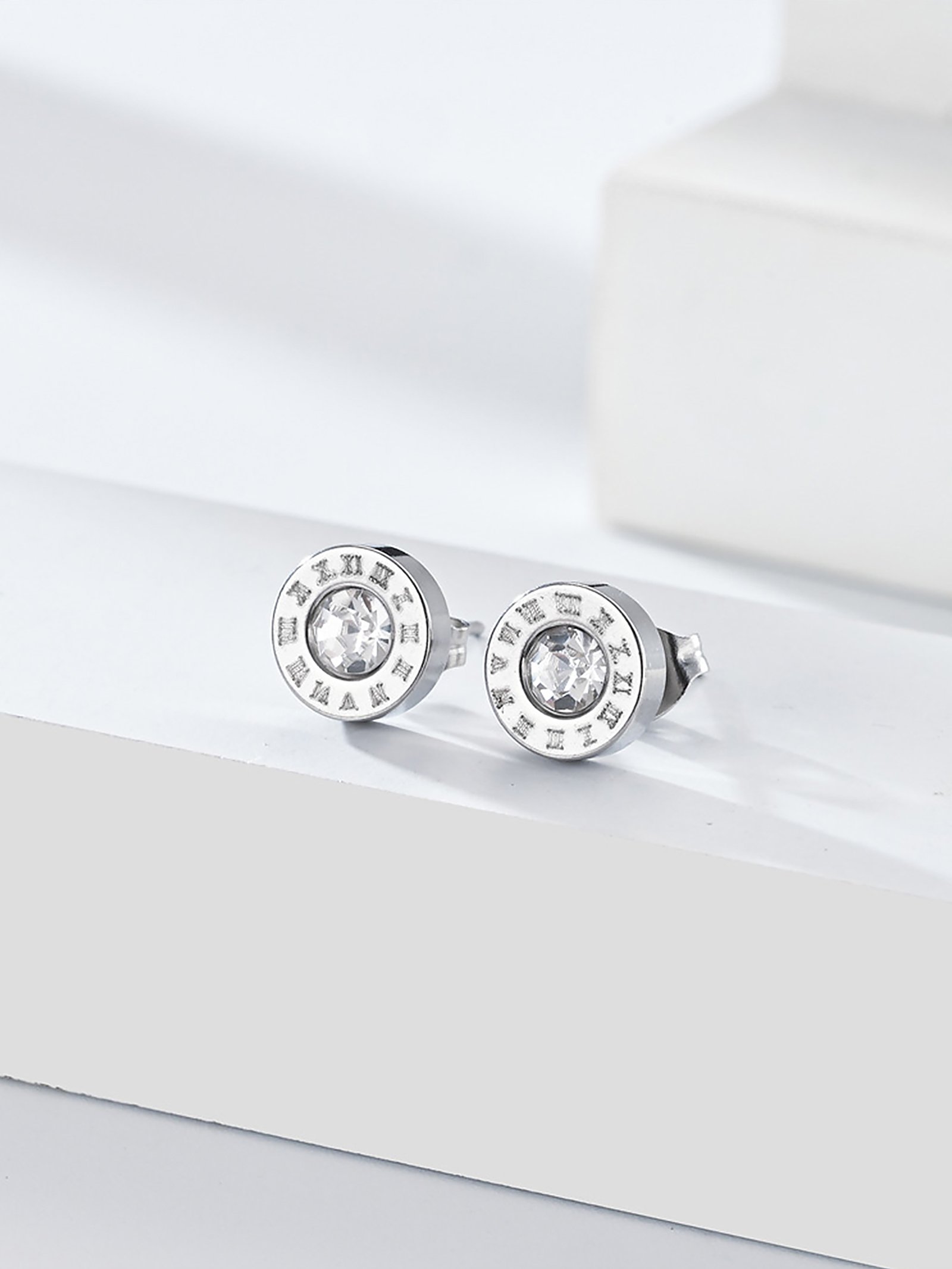 Roman Numeral Detail Stud Earrings