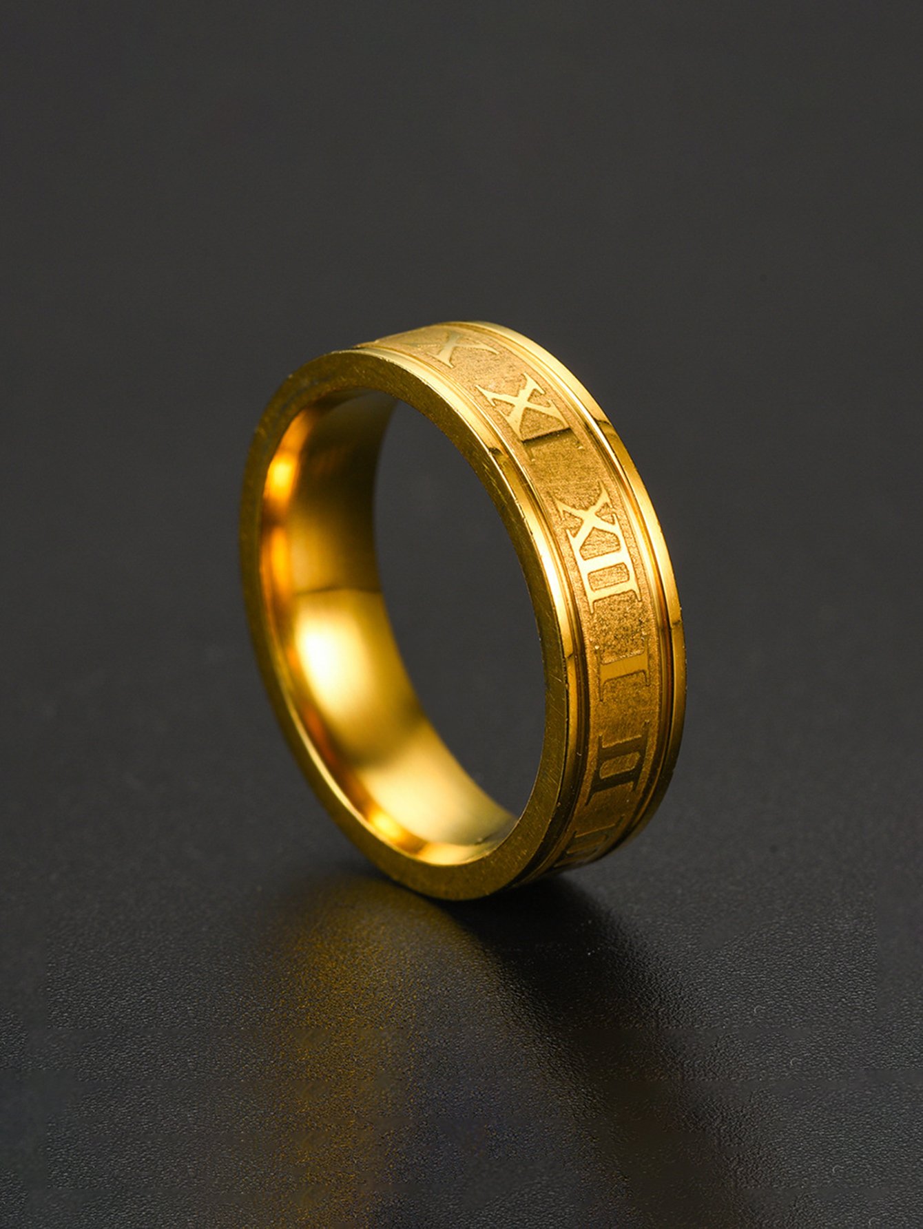Gold Roman Numeral Band Ring
