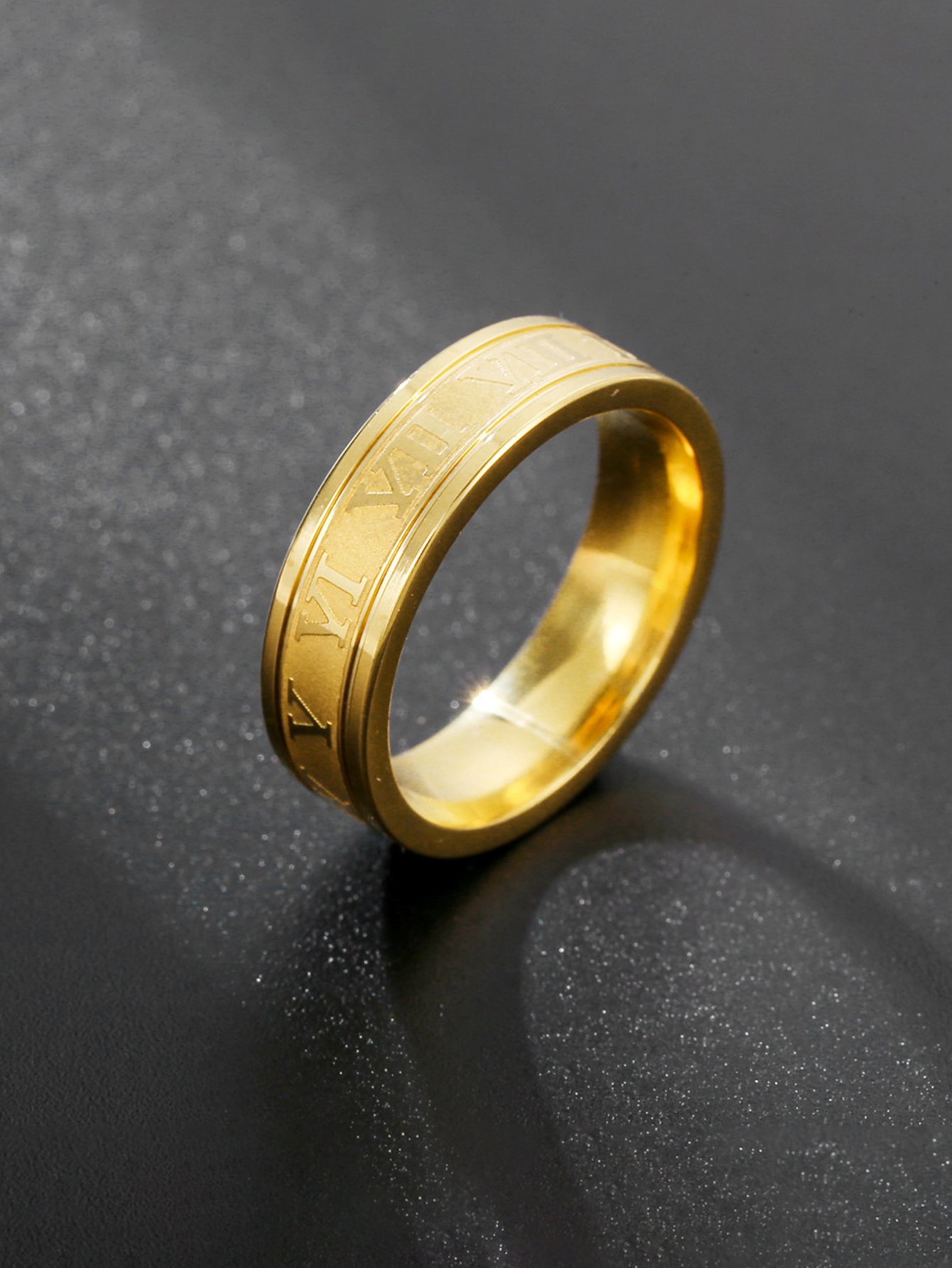 Gold Roman Numeral Band Ring