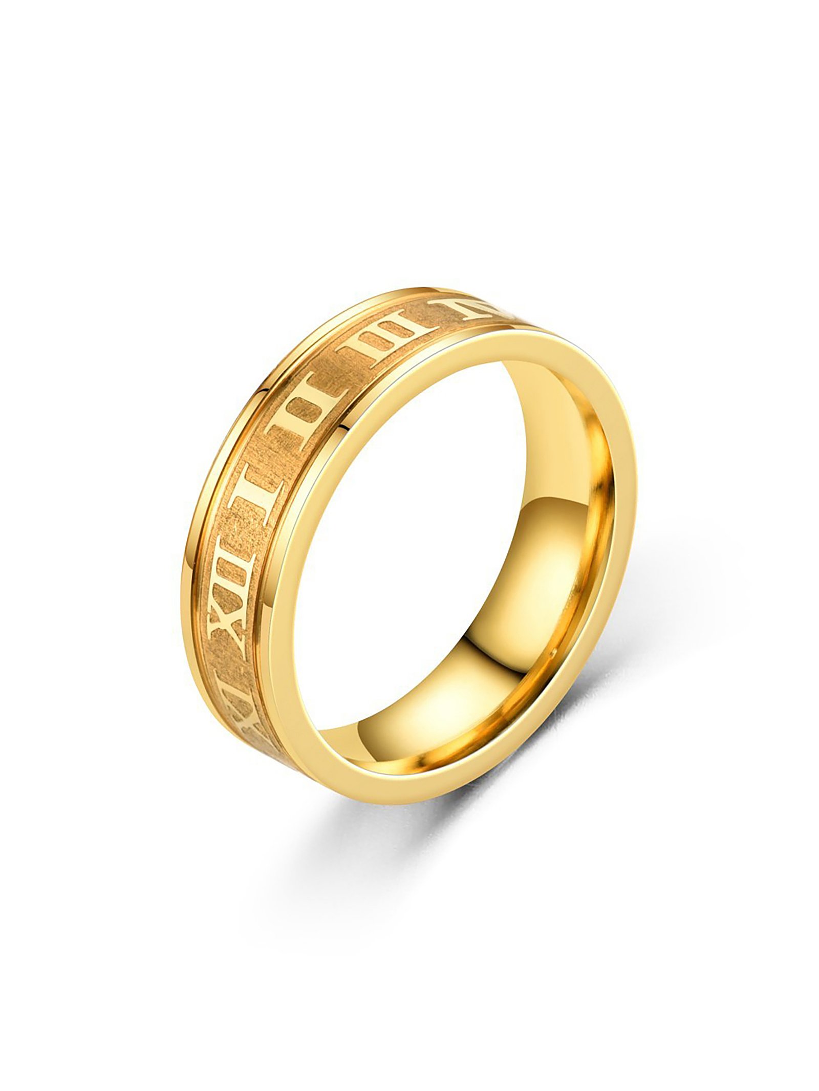 Gold Roman Numeral Band Ring