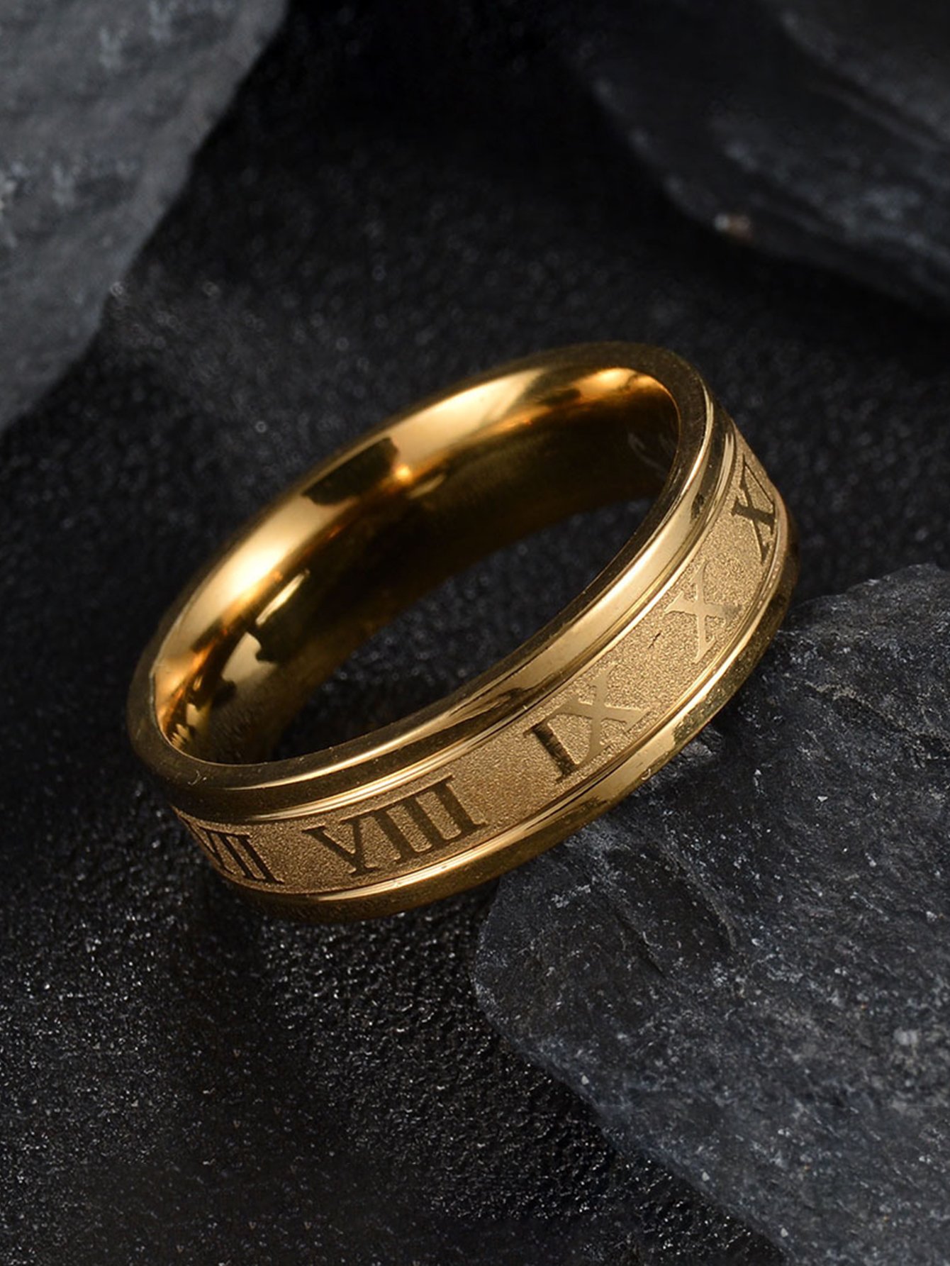 Gold Roman Numeral Band Ring