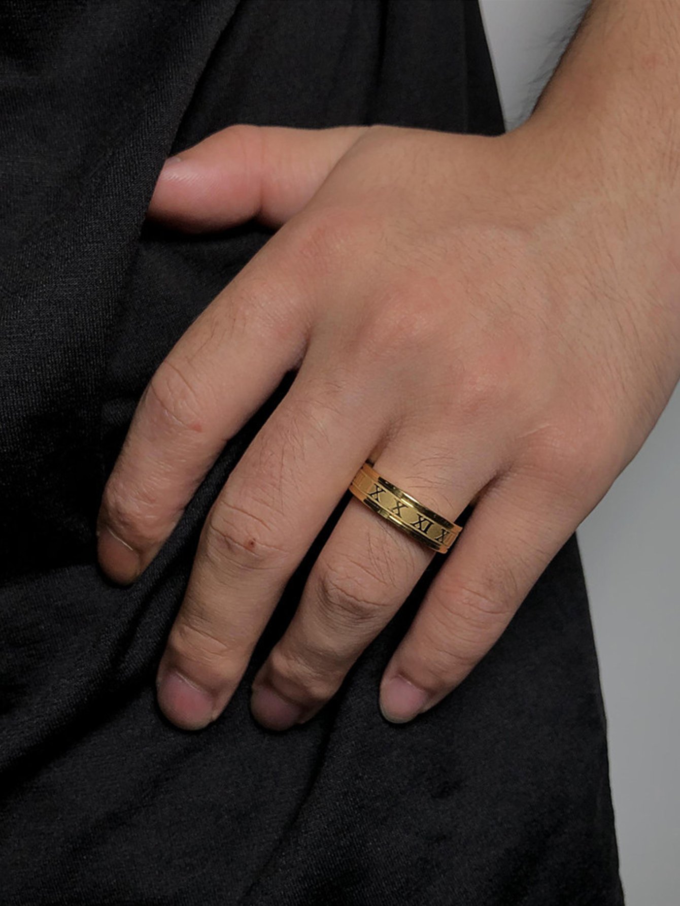 Gold Roman Numeral Band Ring