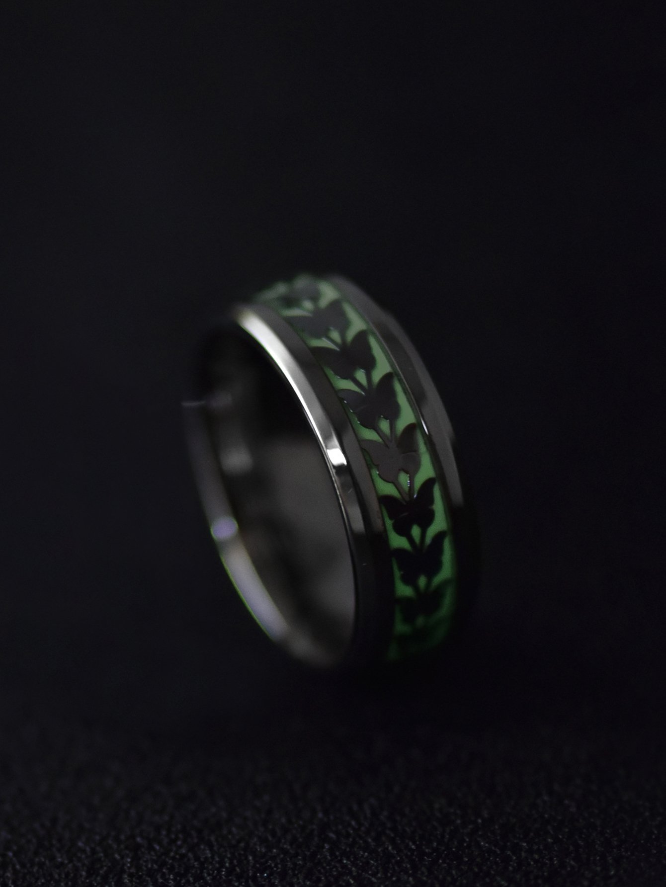 Luminous Butterfly Band Ring
