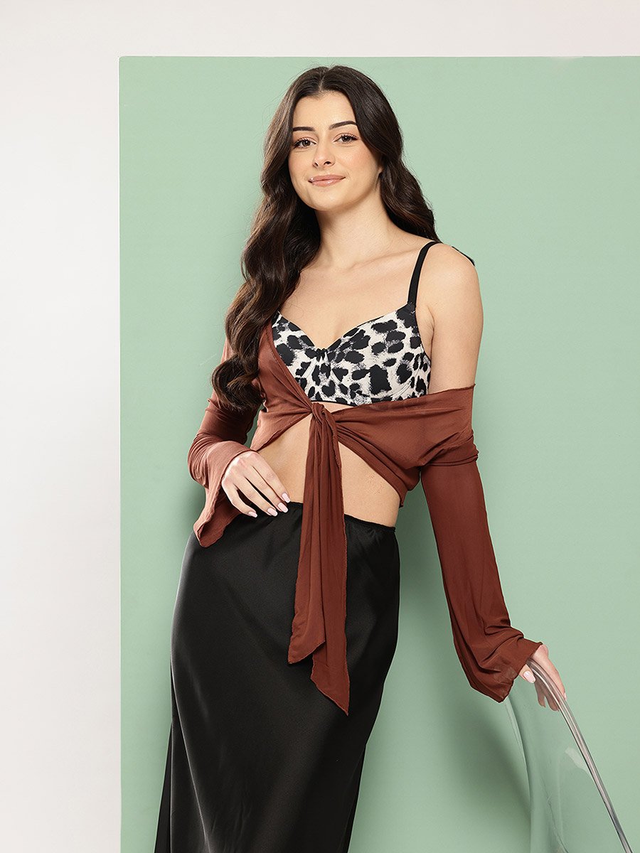 Black Printed Lightly Padded Non Wired T-Shirt Bra