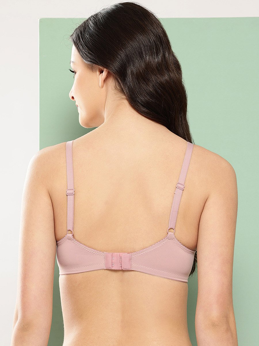 Pink Solid Lightly Padded Non Wired T-Shirt Bra