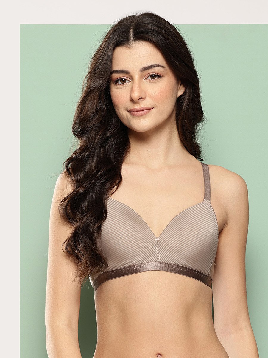 Brown Lightly Padded Non Wired T-Shirt Bra