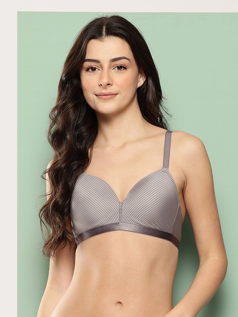 Grey Lightly Padded Non Wired T-Shirt Bra