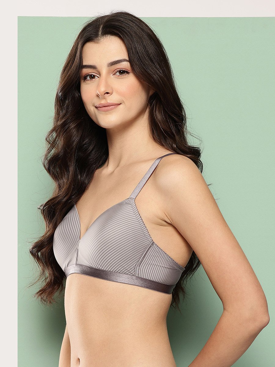 Grey Lightly Padded Non Wired T-Shirt Bra
