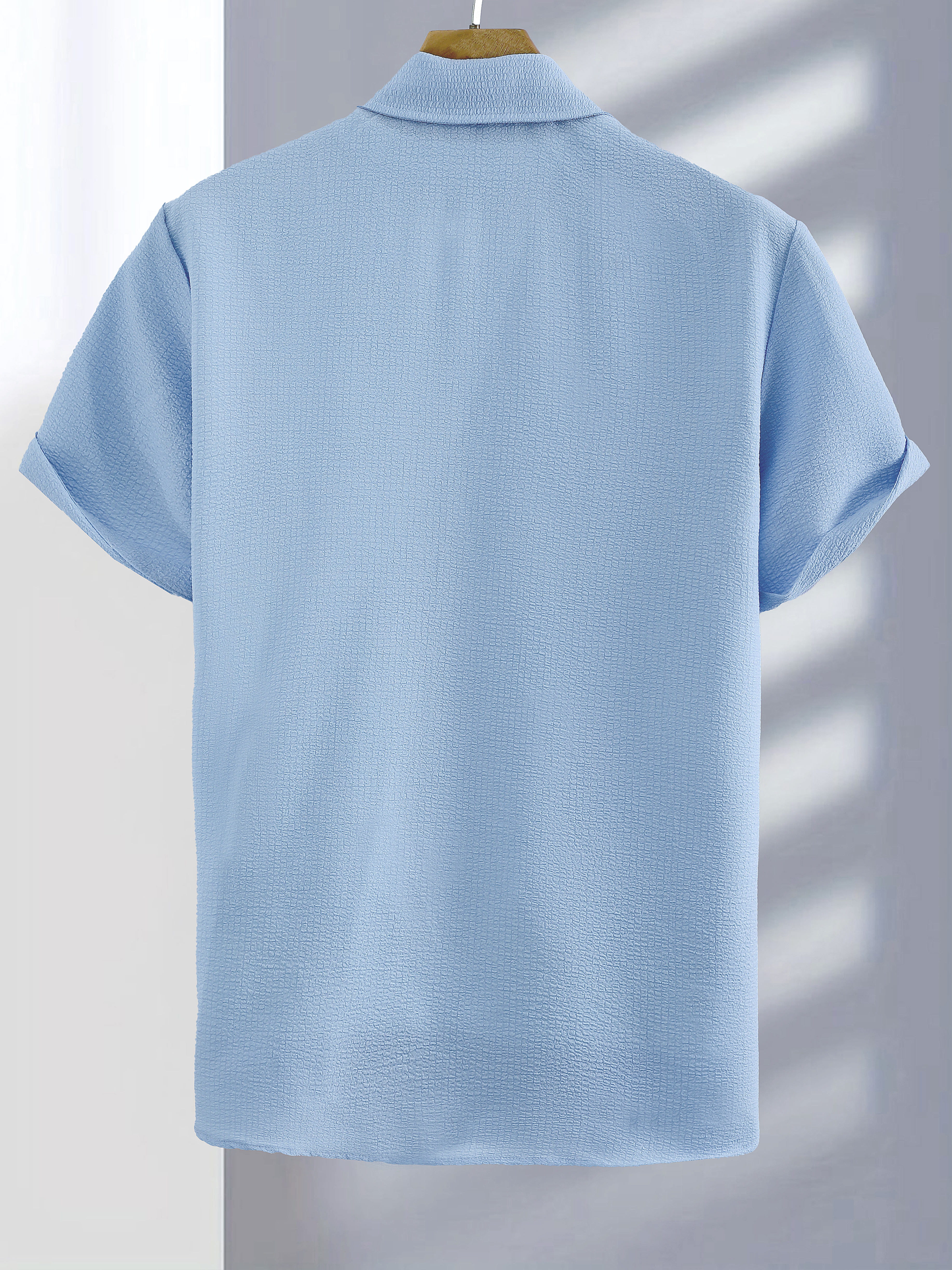 Men Plus Size Textured Short Sleeve Shirt