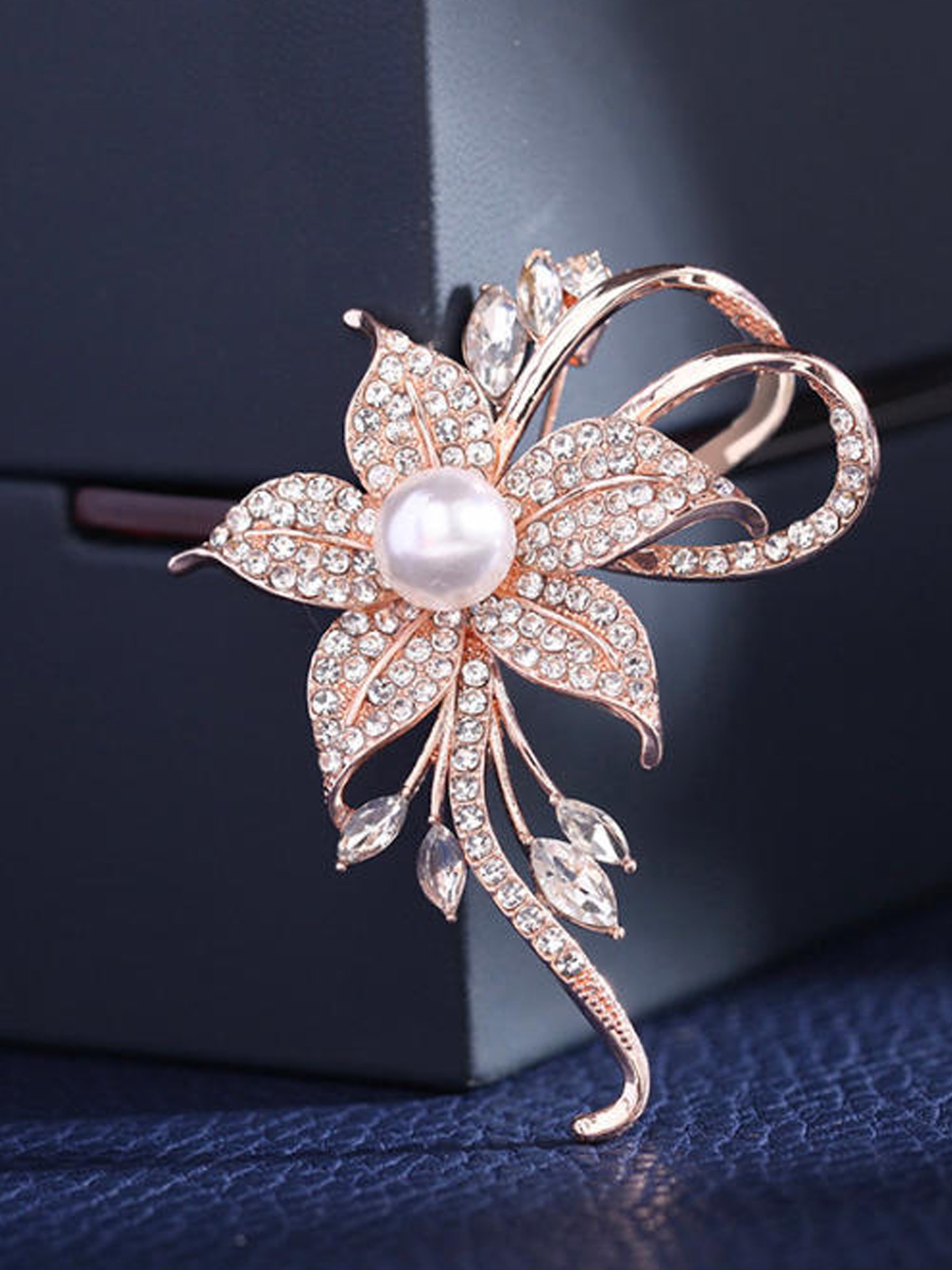 Golden Flower Pearl Brooch
