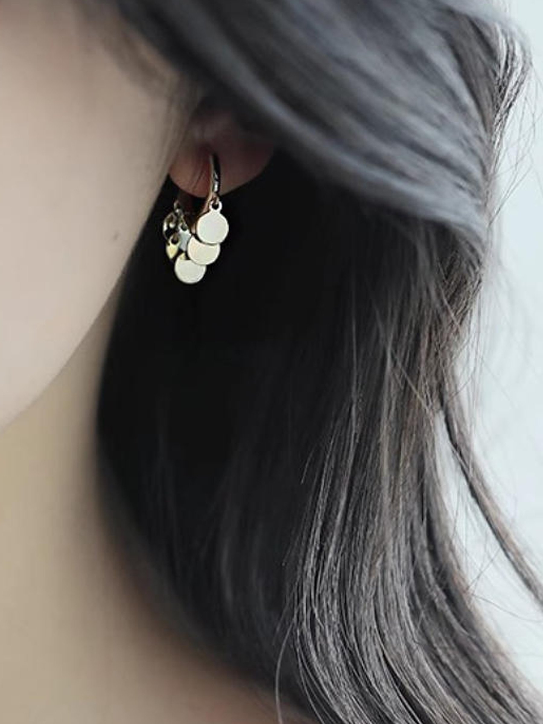 Gold Coin Charm Hoop Earrings