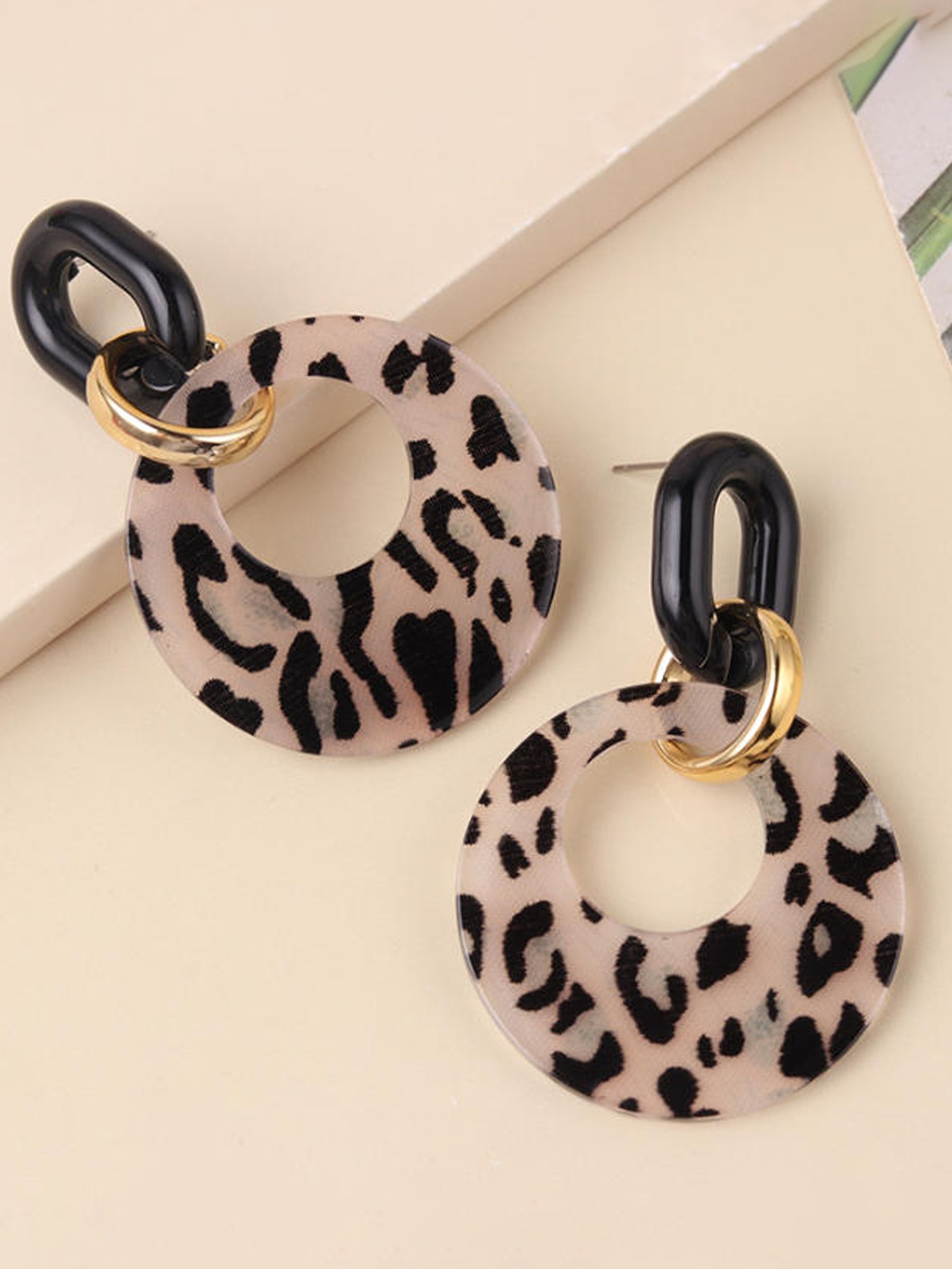 Leopard Print Dangle Earrings