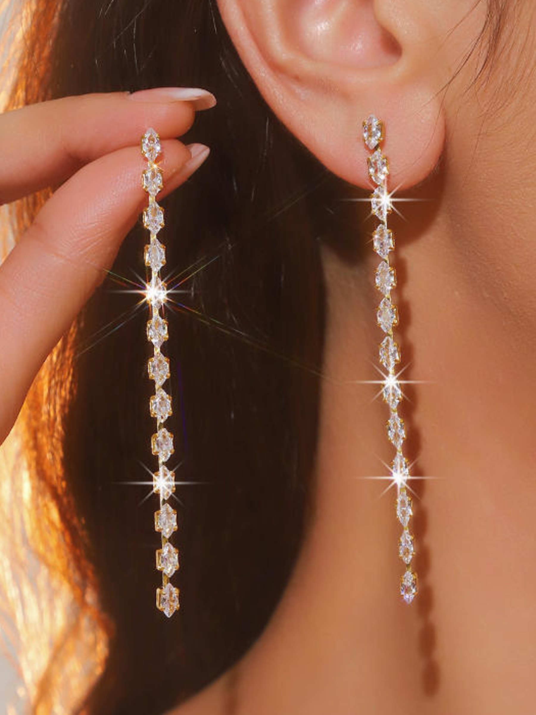 Embellished Long Dangle Earrings