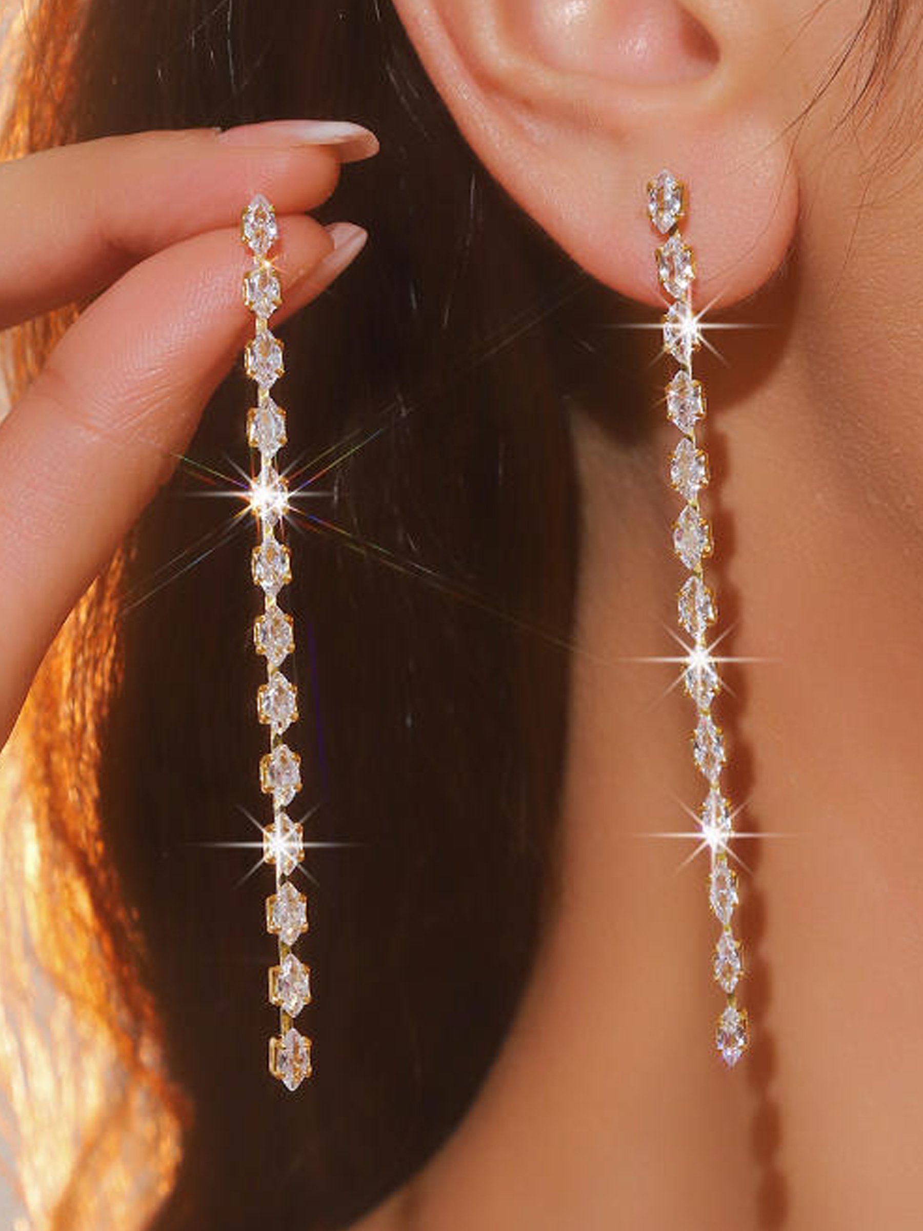Embellished Long Dangle Earrings