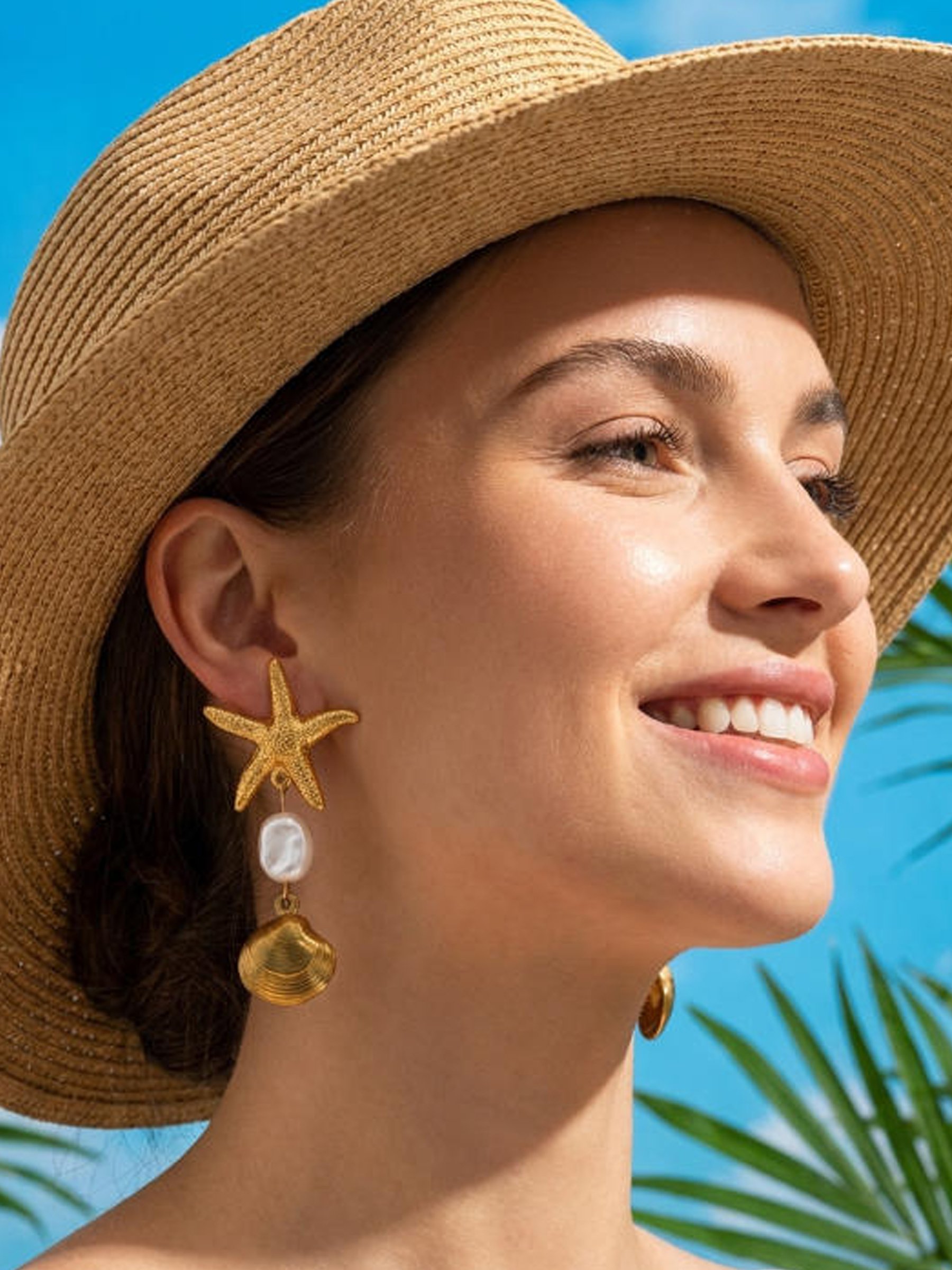 Gold Starfish Dangle Earrings