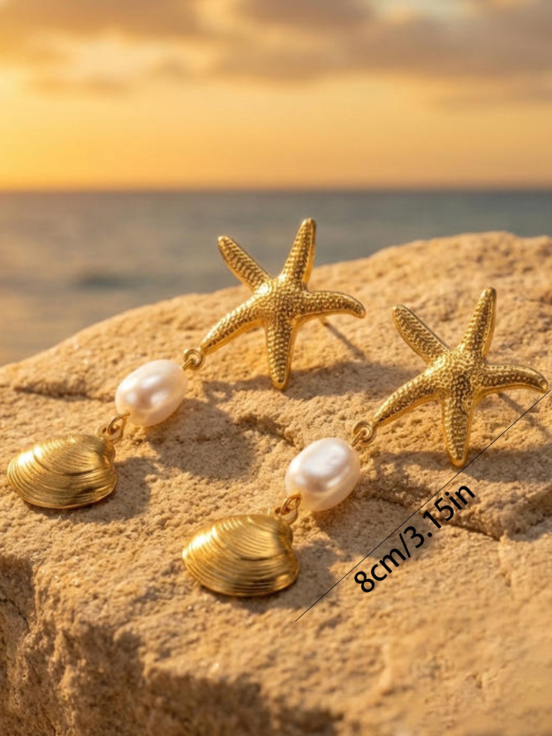 Gold Starfish Dangle Earrings