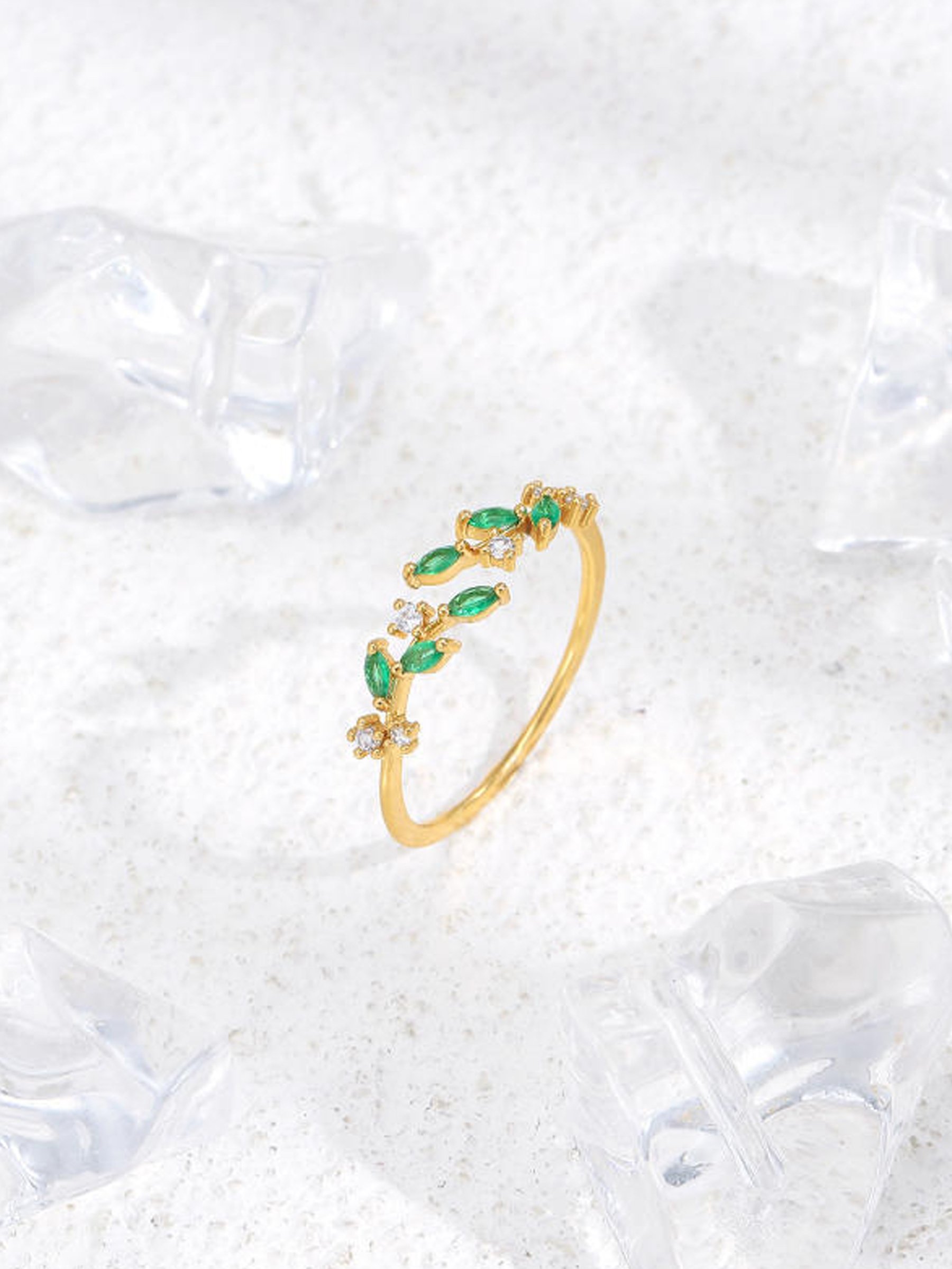 Gemstone Leaf Ring