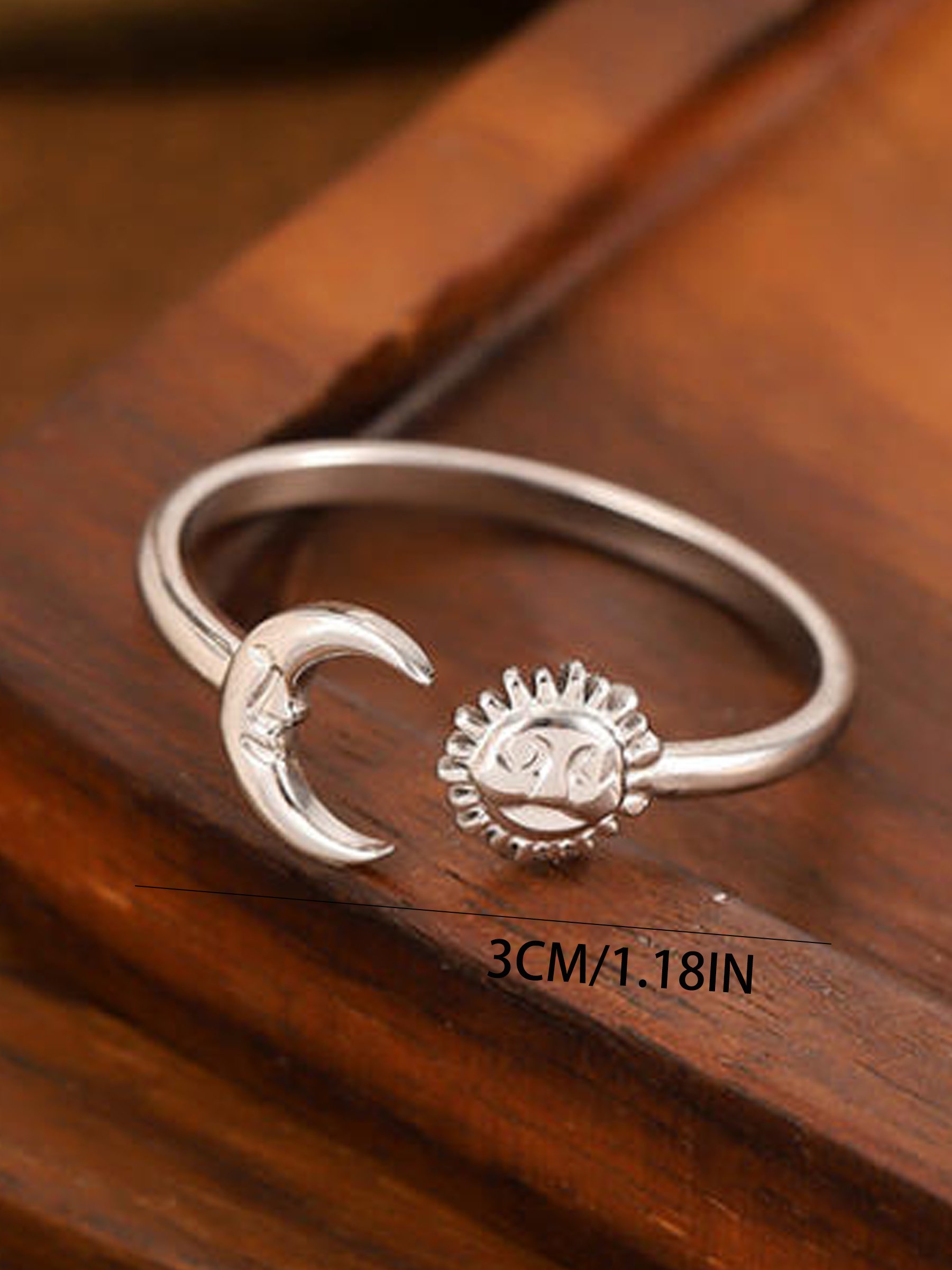Silver Sun and Moon Ring