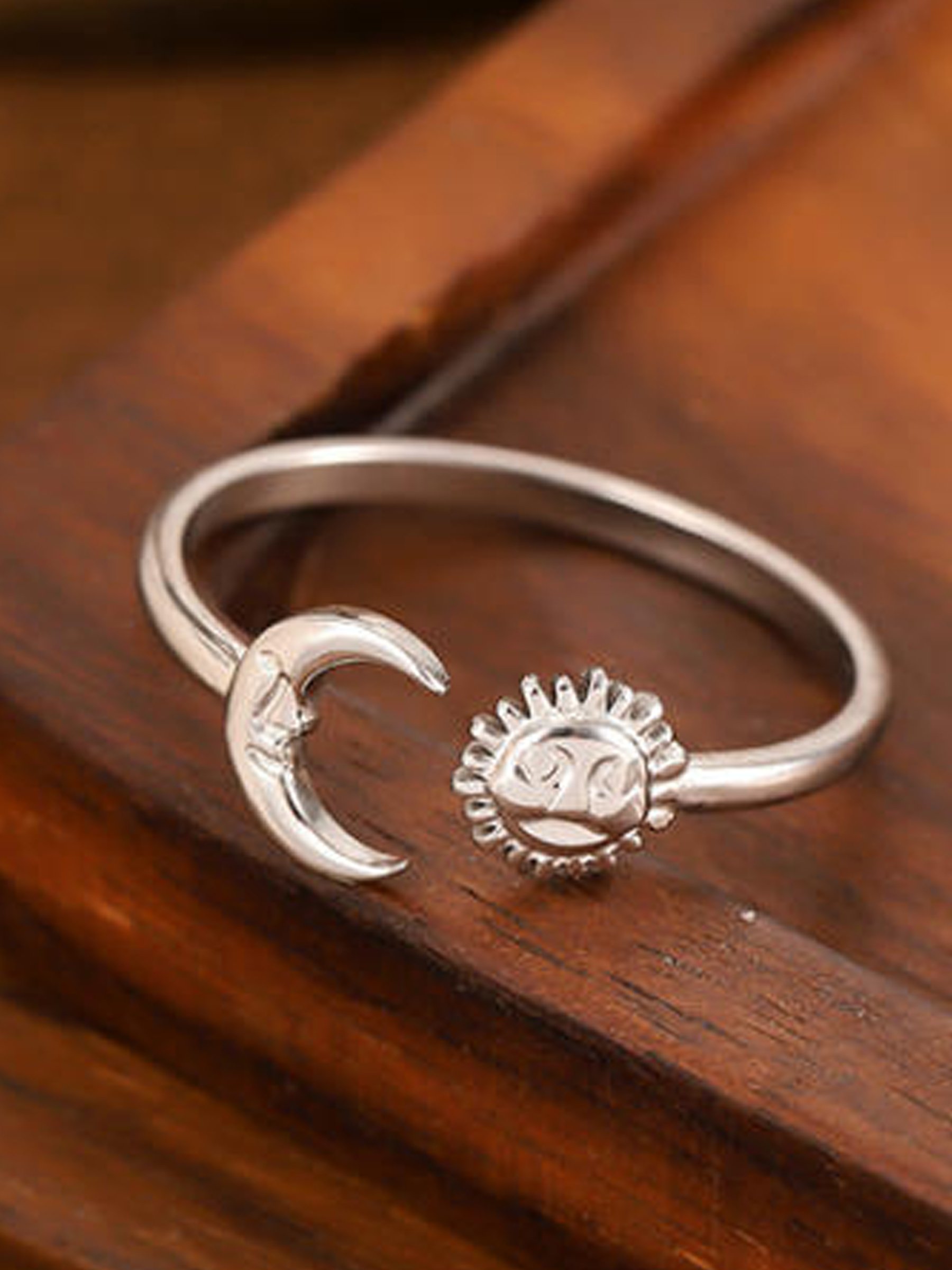 Silver Sun and Moon Ring
