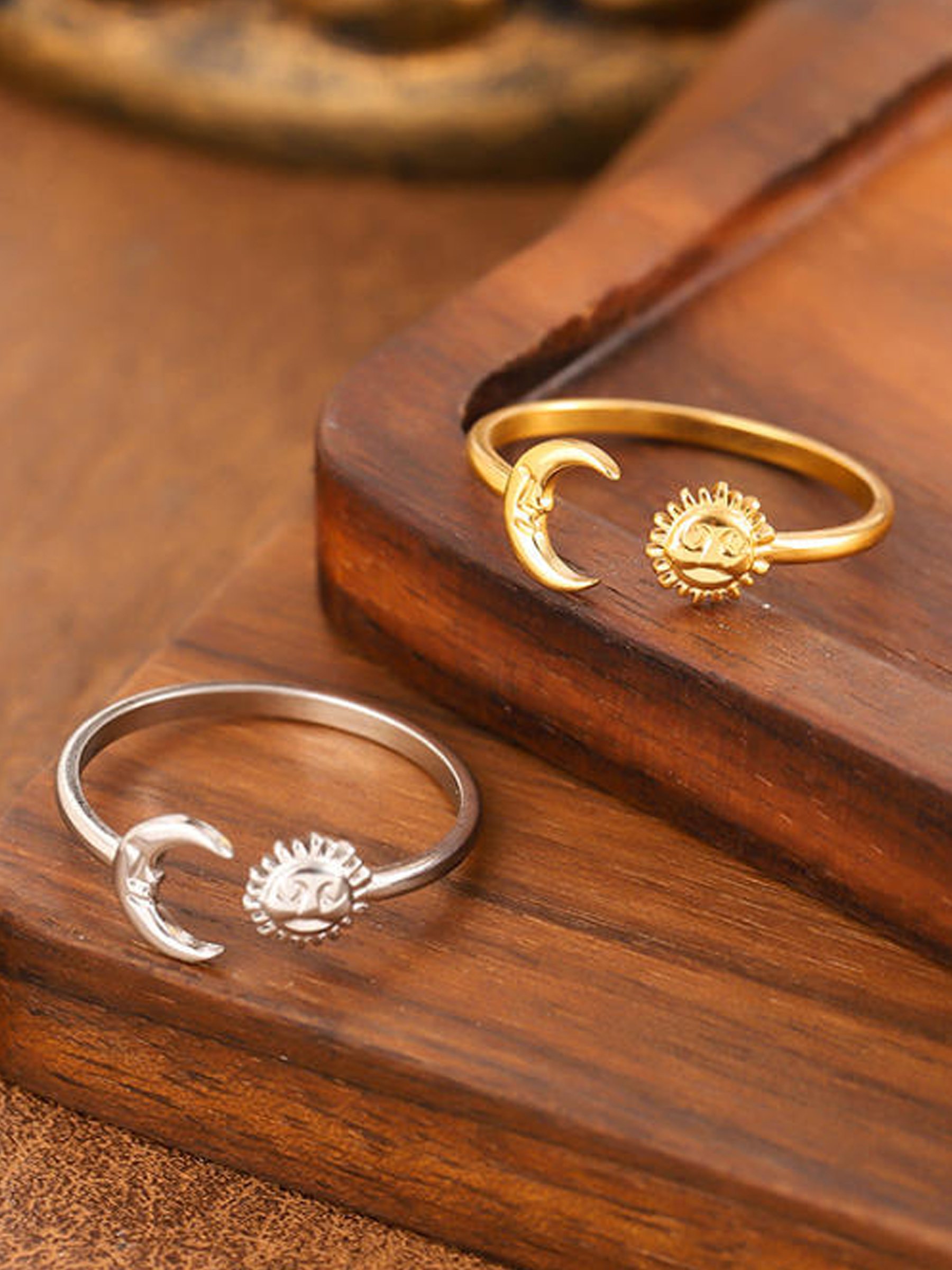 Silver Sun and Moon Ring