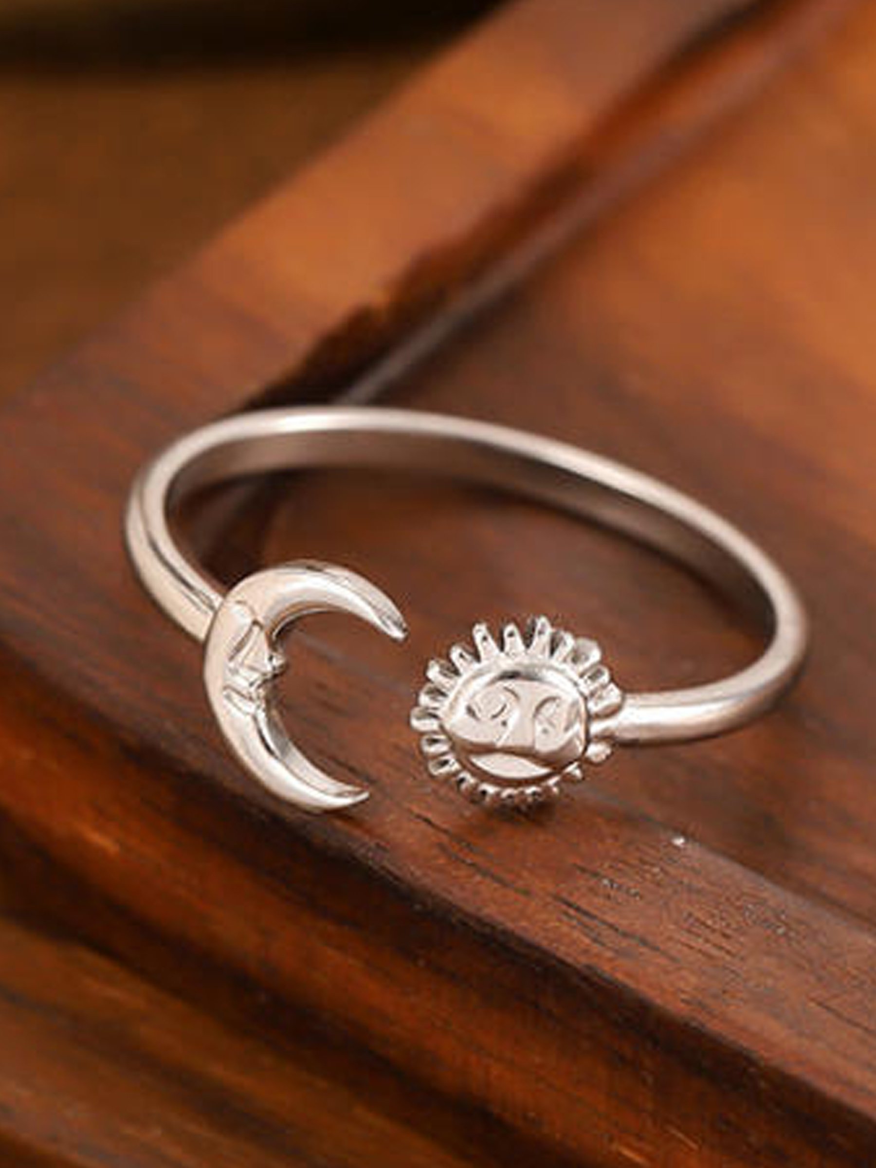 Silver Sun and Moon Ring