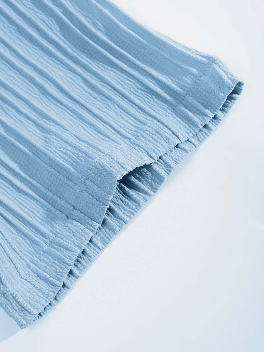 Blue Textured Pocket Detail Shirt and Shorts Co-Ord Set
