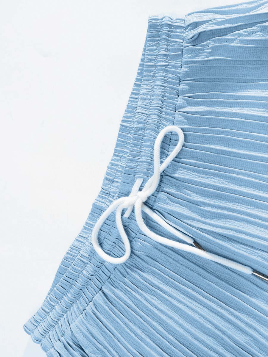Blue Textured Pocket Detail Shirt and Shorts Co-Ord Set