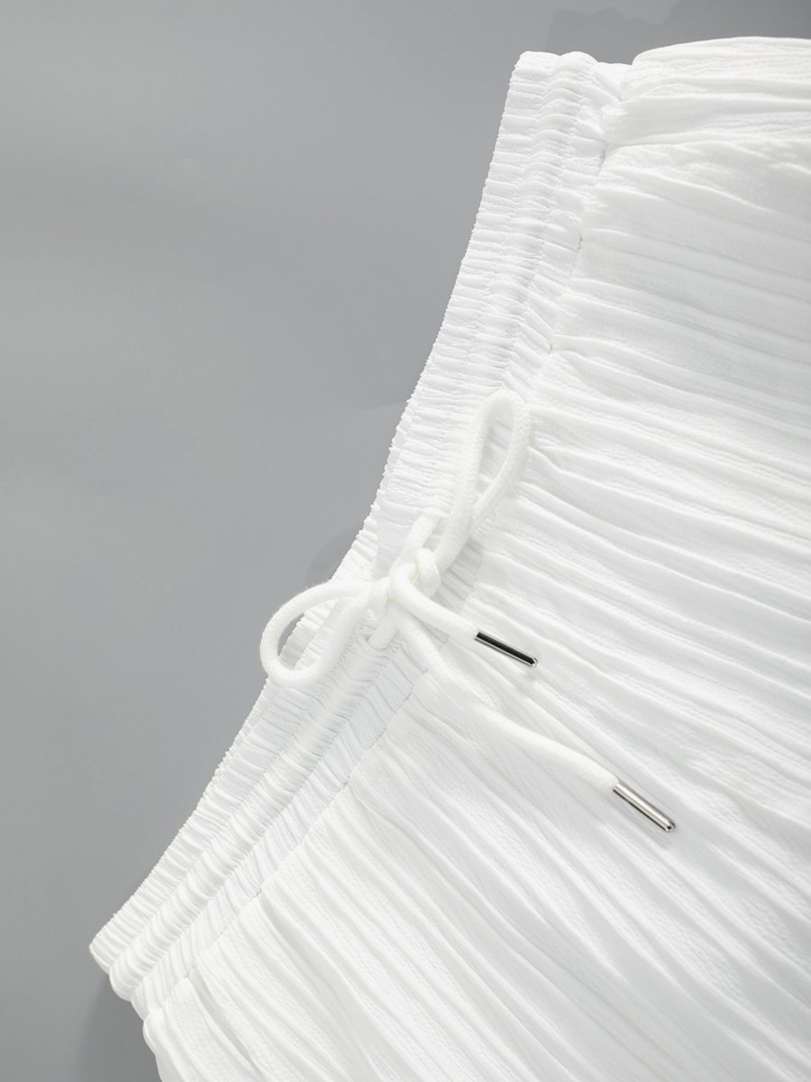 White Textured Pocket Detail Shirt and Shorts Co-Ord Set