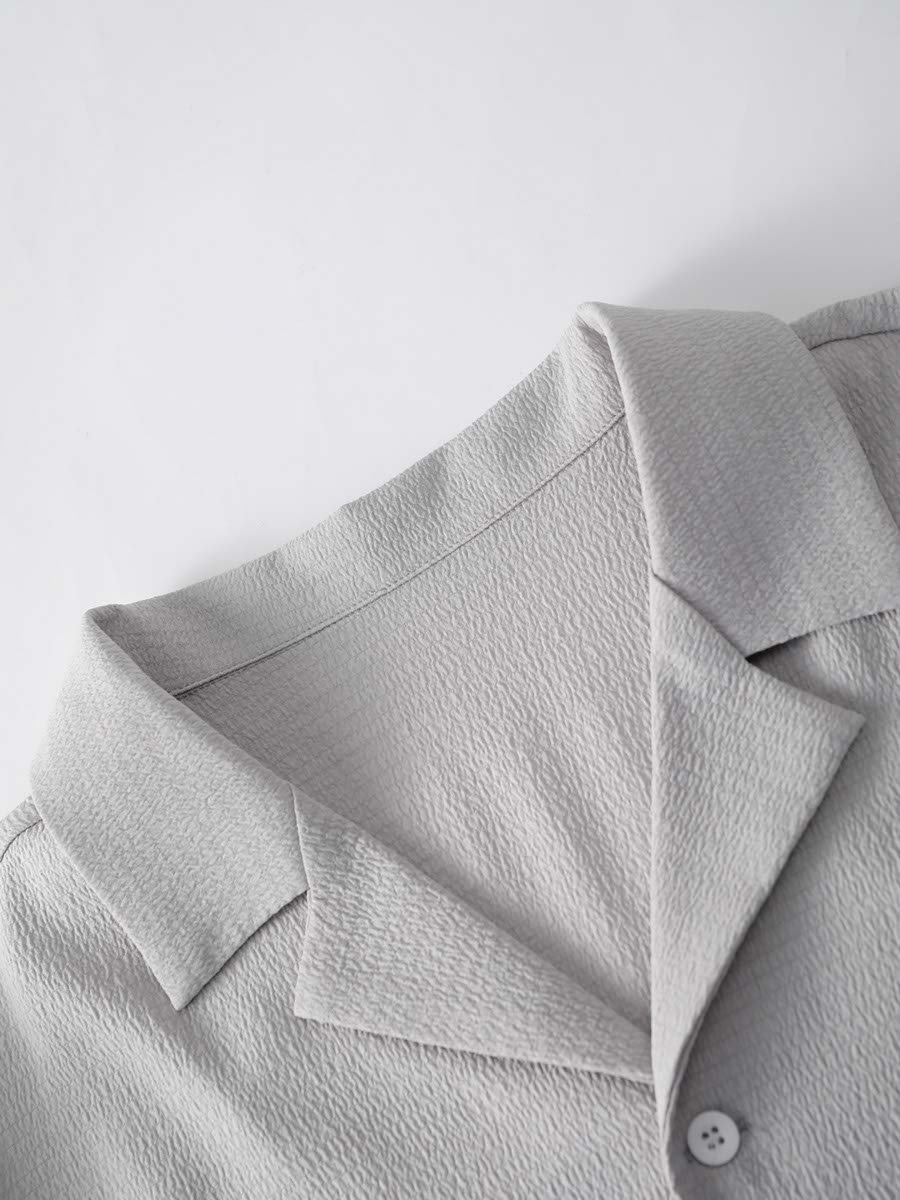 Grey Solid Pocket Detail Shirt and Trousers Co-Ord Set
