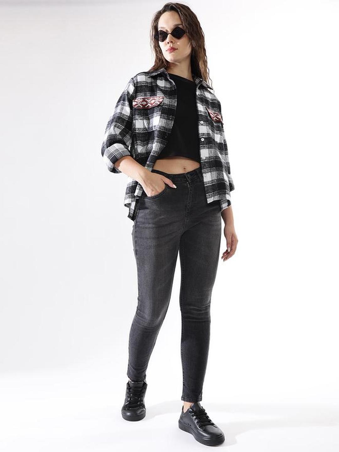 Black 100% Cotton Embroidered Relaxed Shirt