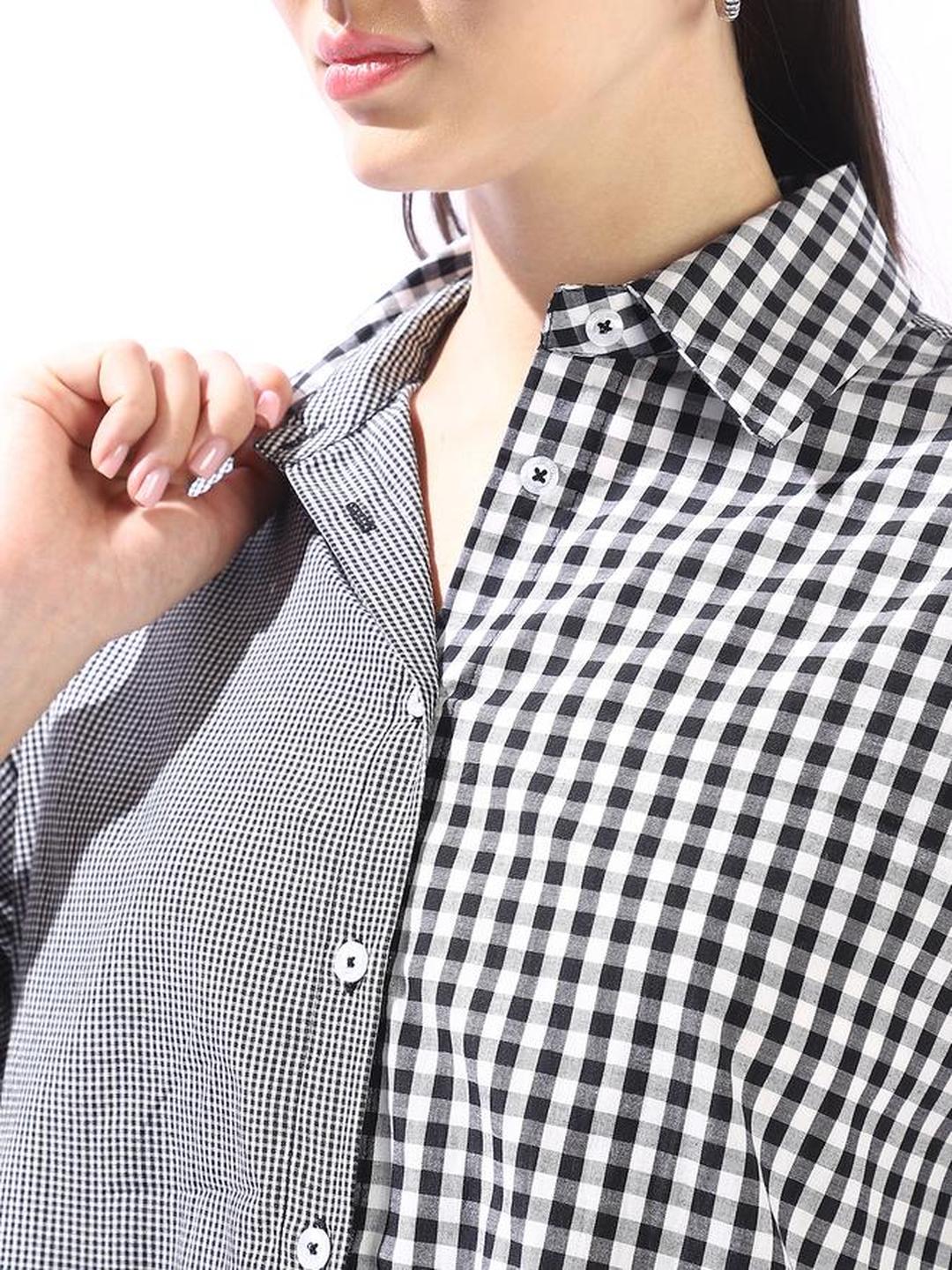 Black 100% Cotton Checkered Oversized Shirt