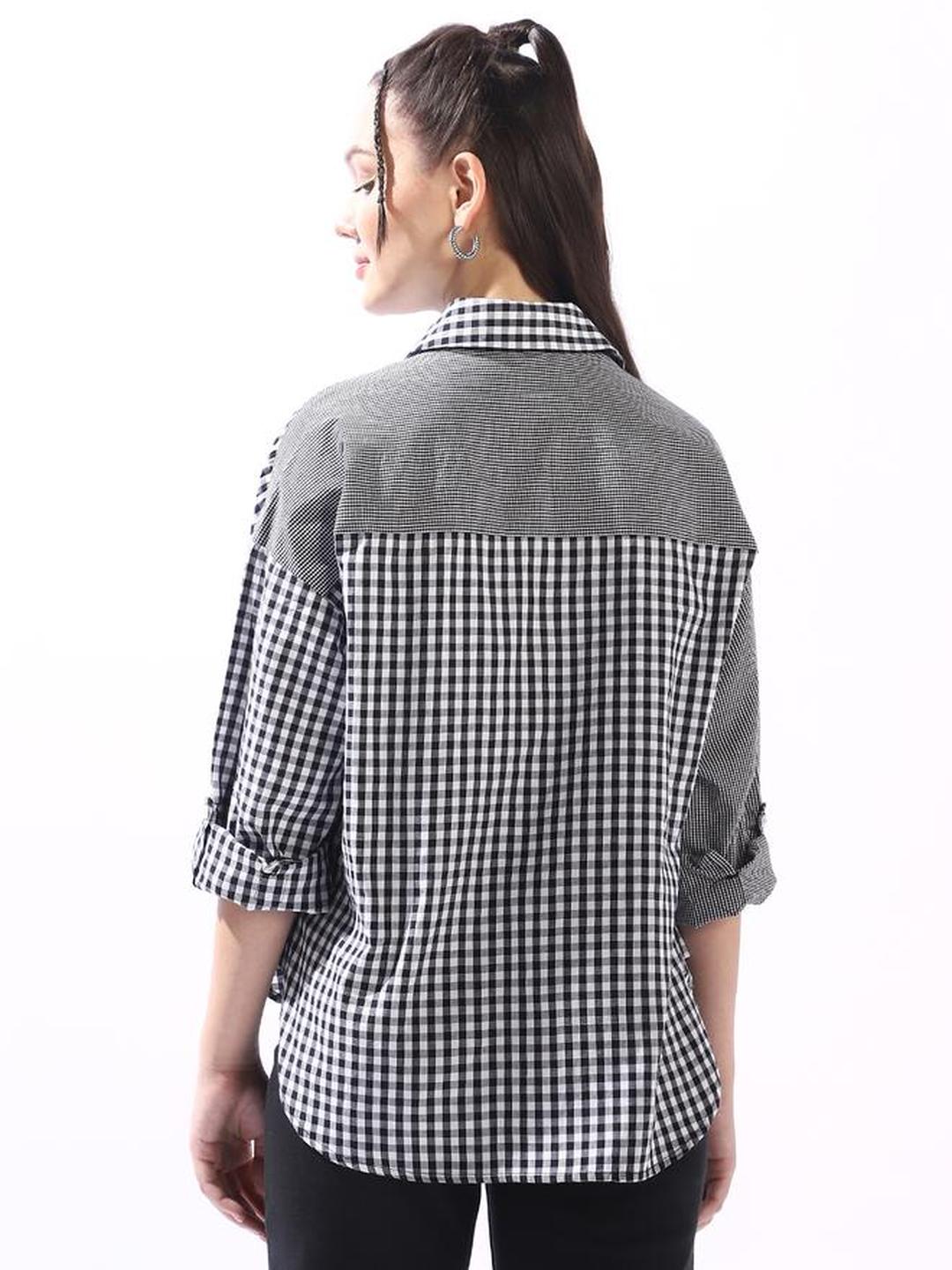 Black 100% Cotton Checkered Oversized Shirt