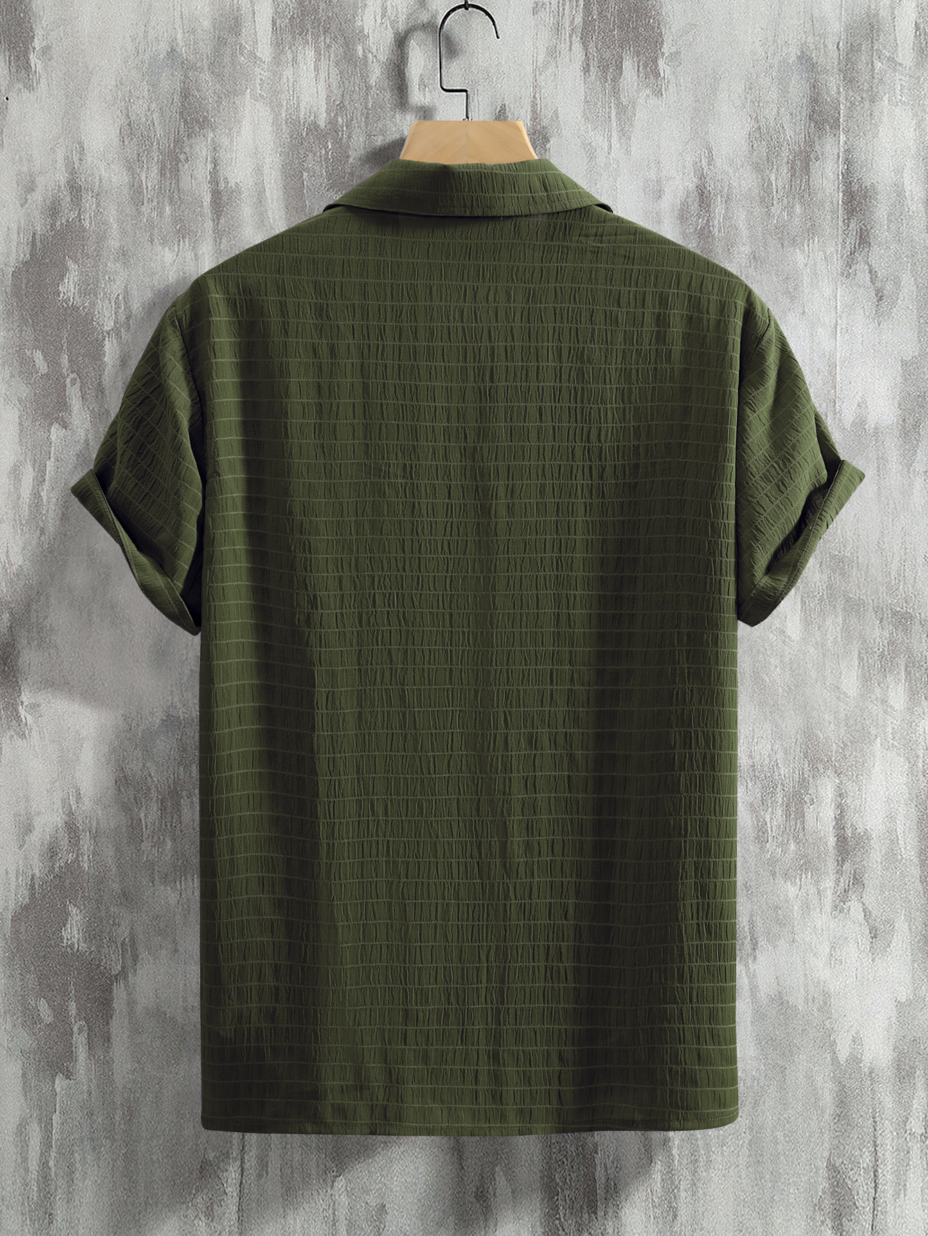 Men Plus Size Textured Short Sleeve Shirt
