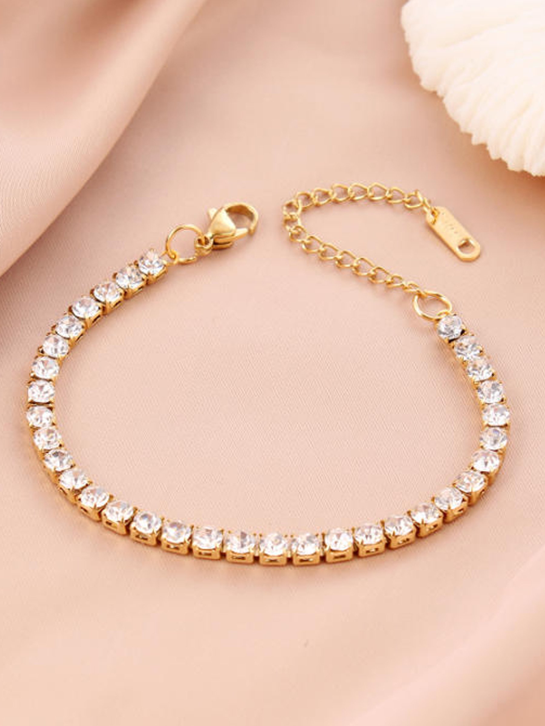 Golden Crystal Tennis Bracelet