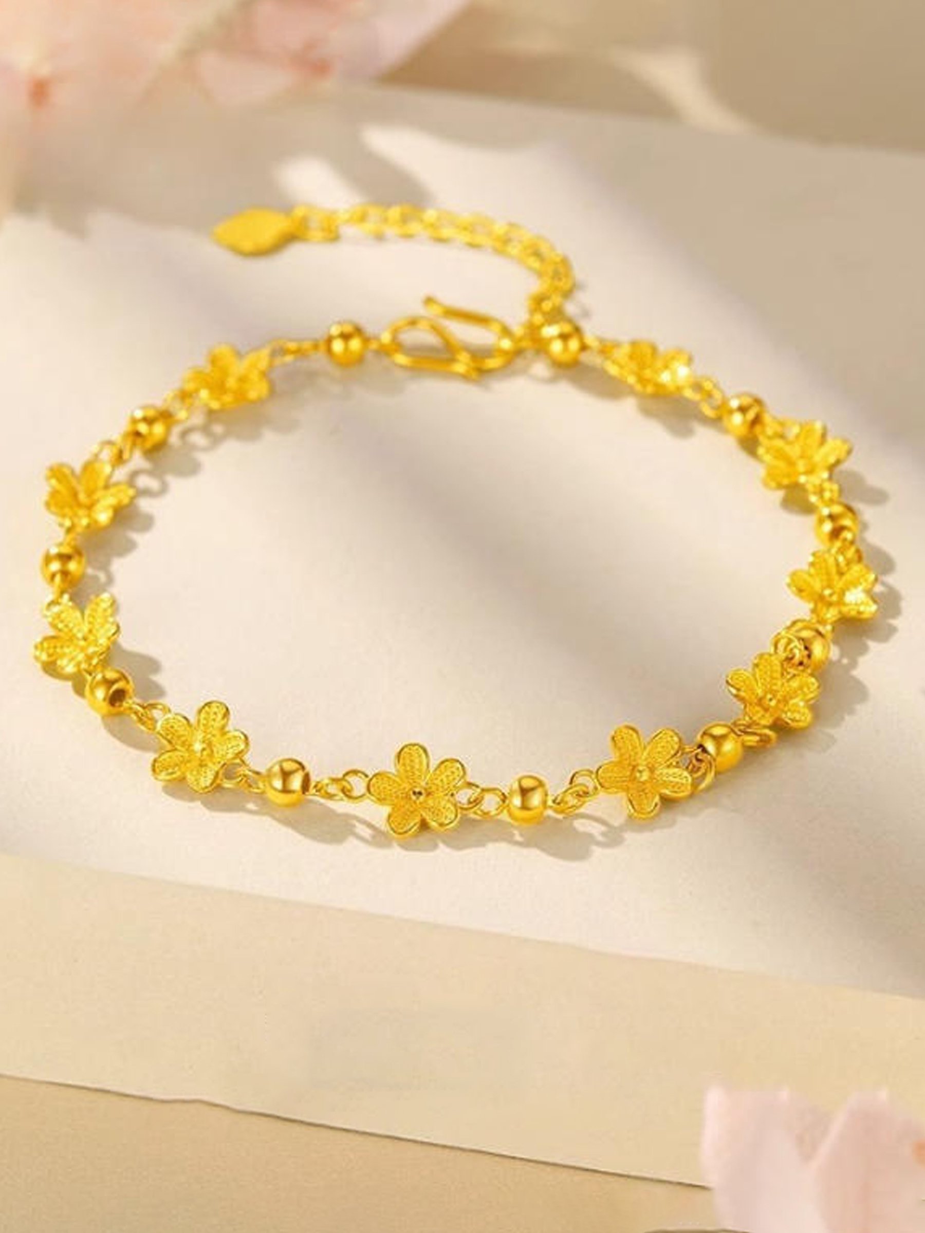 Gold Flower Charm Bracelet
